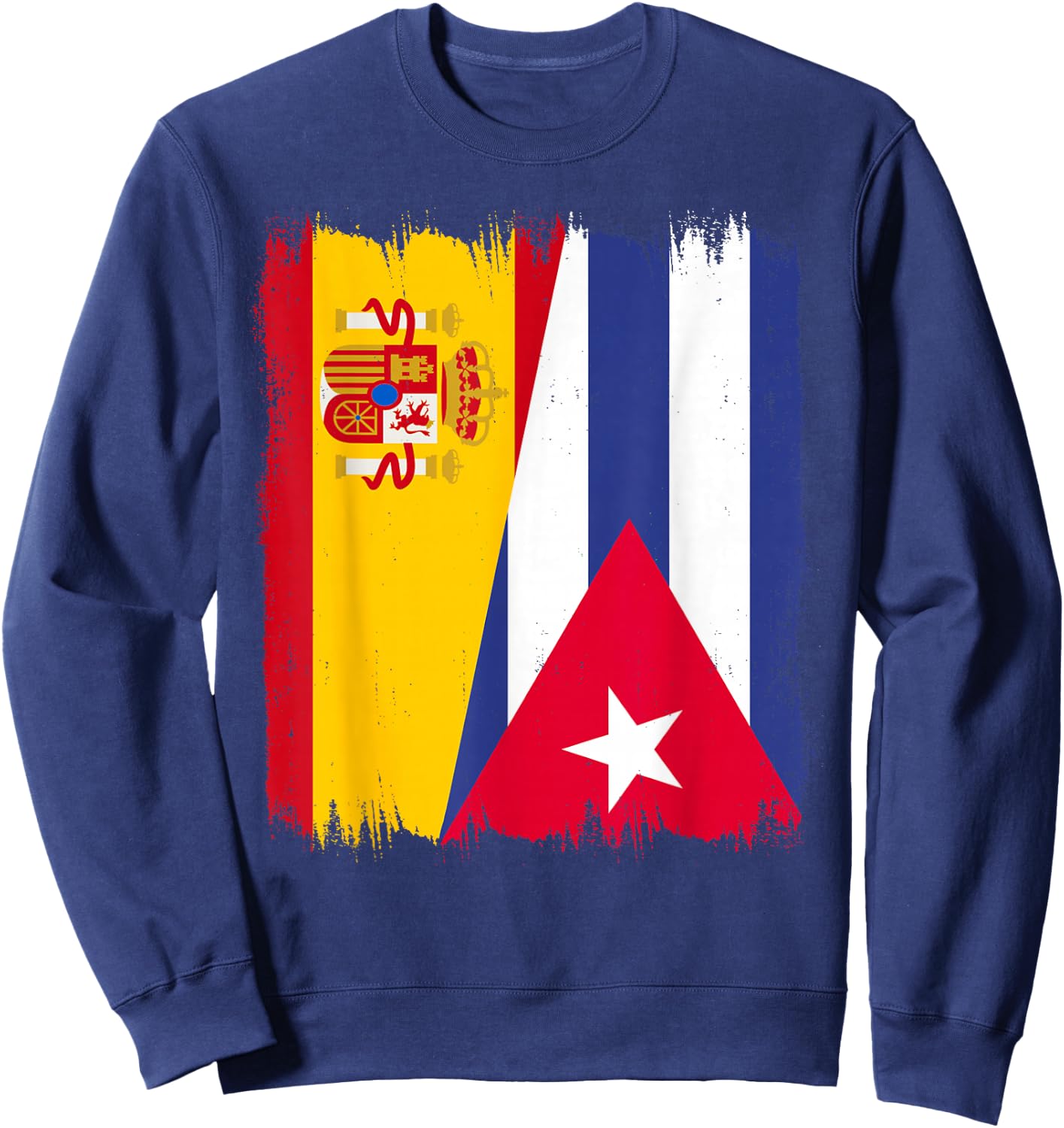 Spain Cuba Half Flag Cubano Pride Spanish Cuban Heritage Sweatshirt - Sweatshirt | Navy