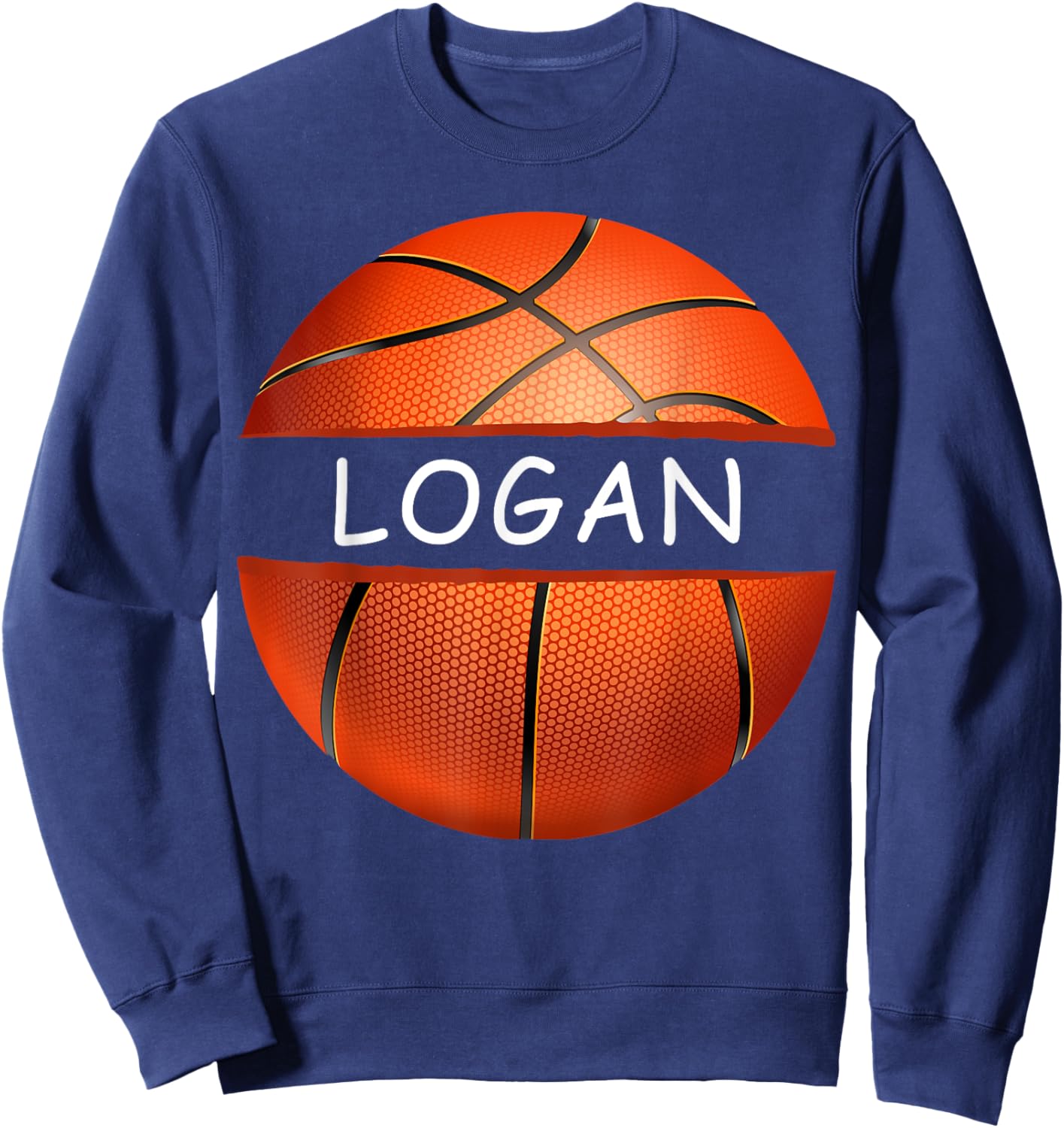 Novelty Personalized Name Logan Sports Basketball Sweatshirt - Sweatshirt | Navy