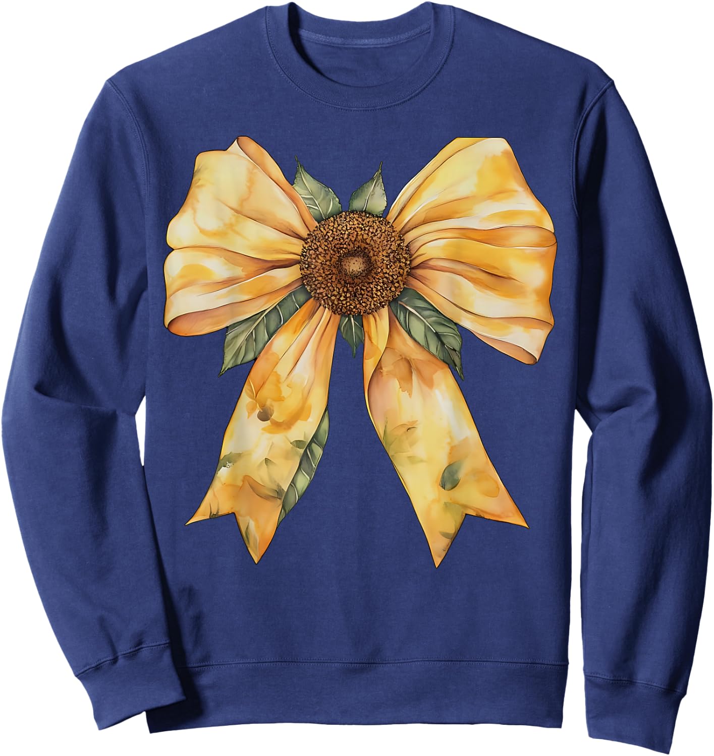 Yellow Sunflower Coquette Bow Wildflower Floral Girls Sweatshirt - Sweatshirt | Navy