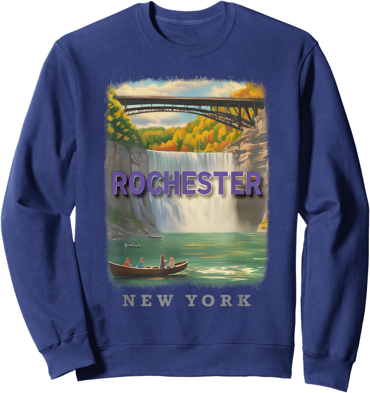 Rochester New York NY Waterfront Charm SD067 Sweatshirt - Sweatshirt | Navy