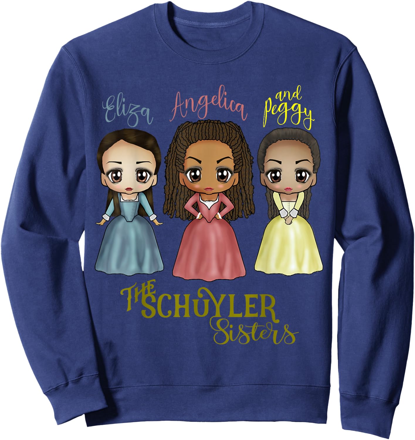 Schuyler Sisters - Kawaii Art by Mary Layton Sweatshirt - Sweatshirt | Navy
