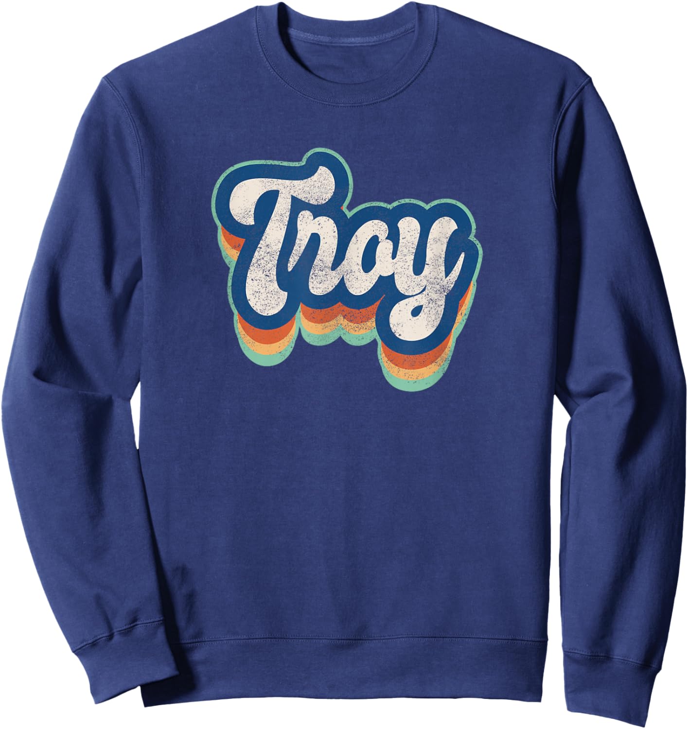 Troy First Name Boy Vintage Style 70s 80s Personalized Sweatshirt - Sweatshirt | Navy