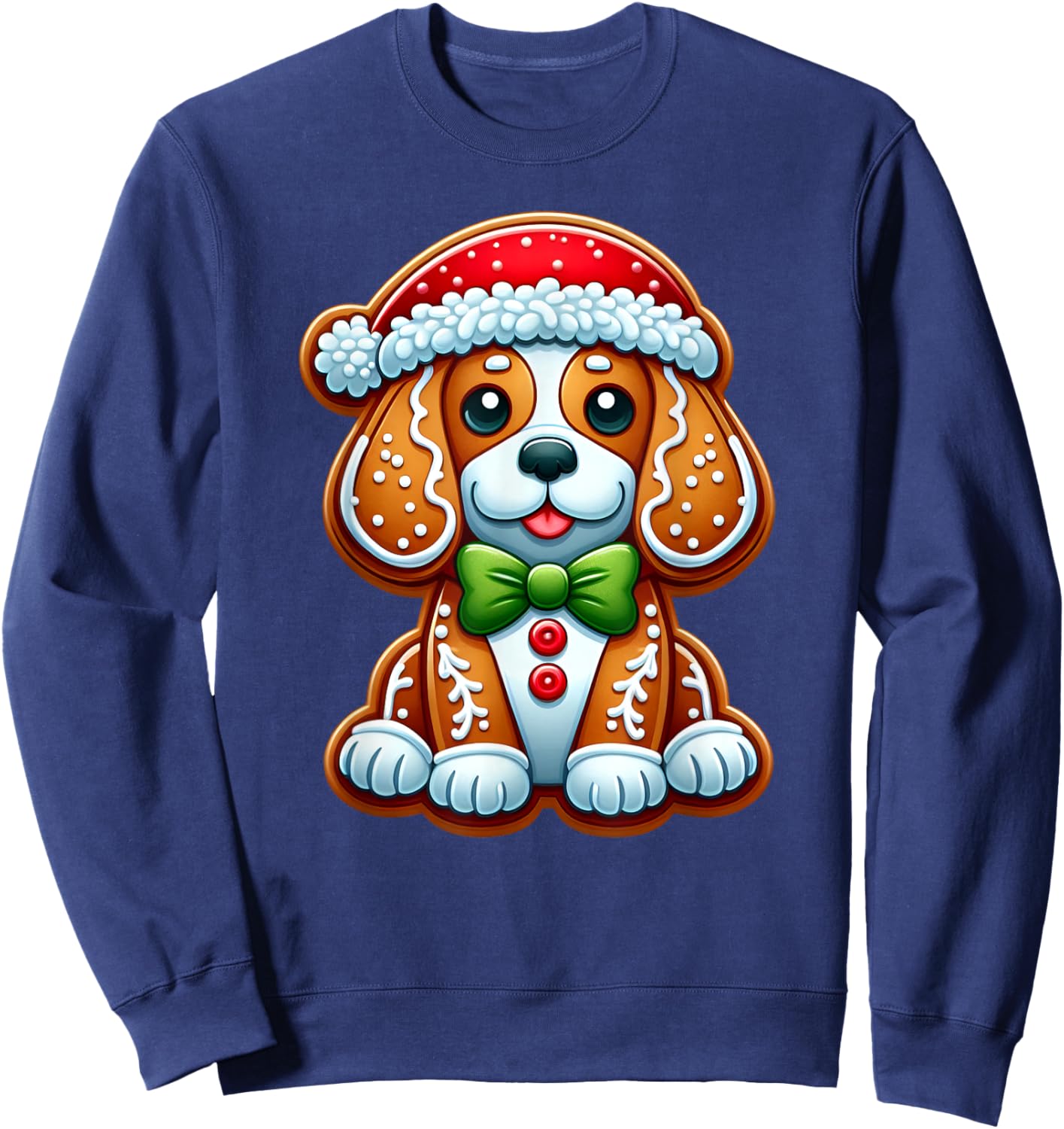 Funny Gingerbread Man Beagle Christmas Dog Kids Sweatshirt - Sweatshirt | Navy