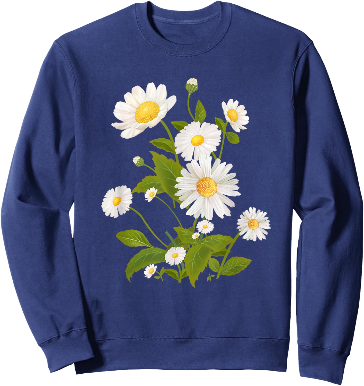 Daisy Print Shirt Marguerite Daisy Flower Sweatshirt - Sweatshirt | Navy
