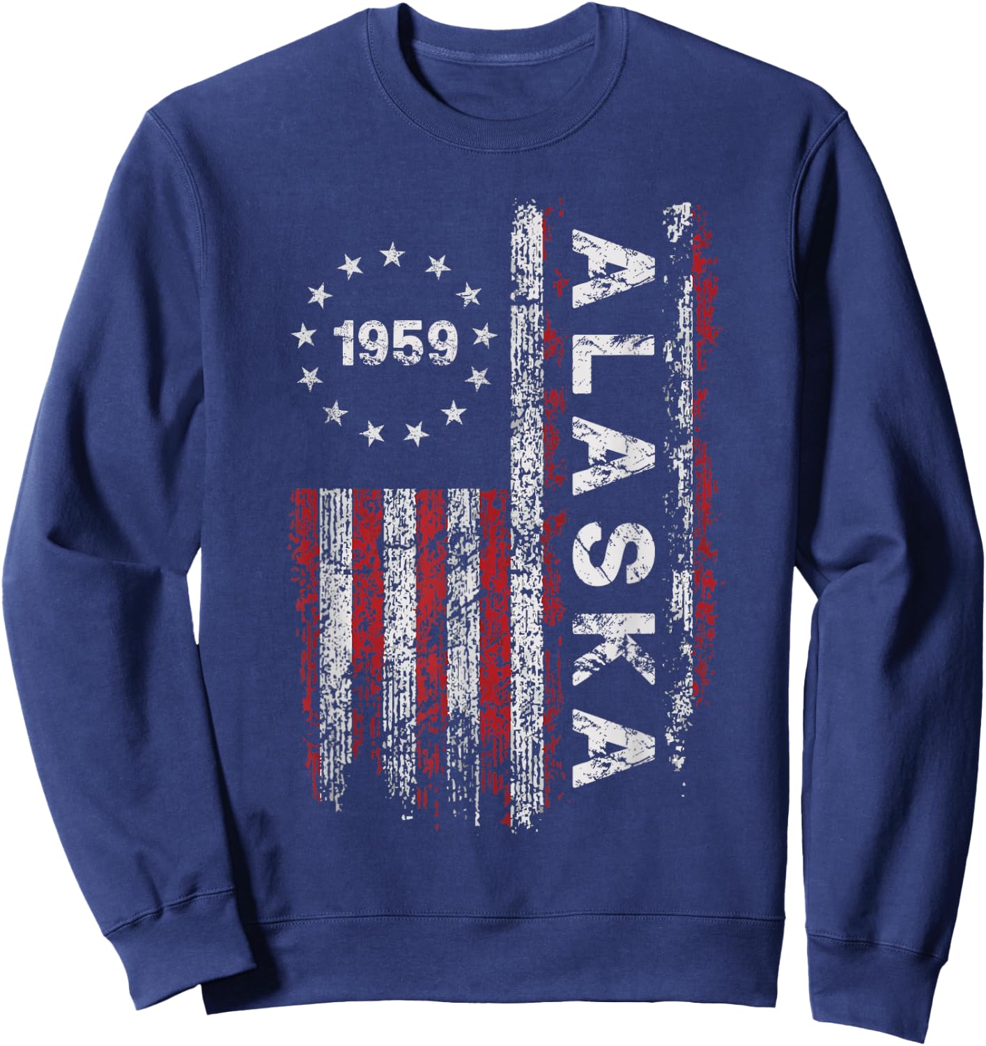 Alaska State US Flag Vintage Women Youth Sweatshirt - Sweatshirt | Navy