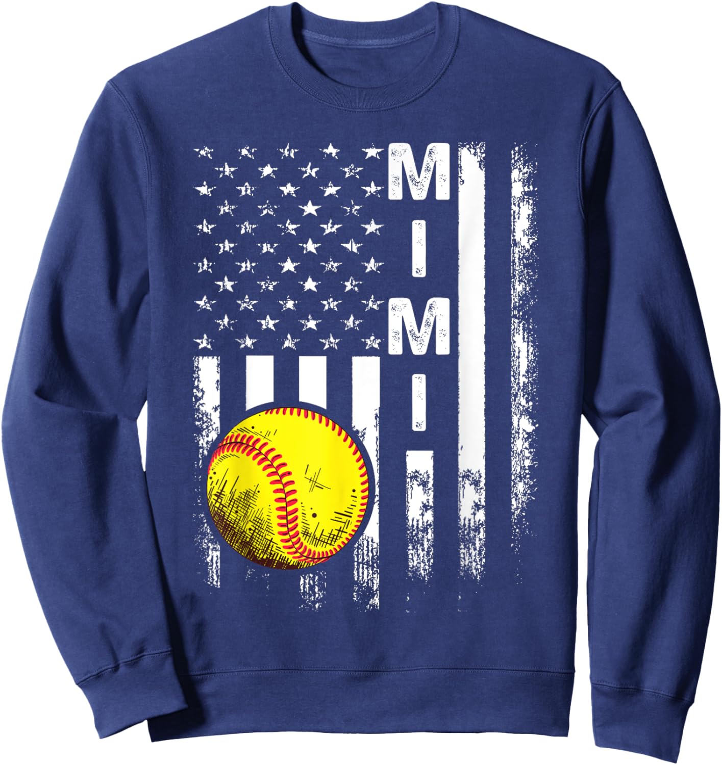 Softball Mimi America Flag Men Women Vintage Christmas Sweatshirt - Sweatshirt | Navy