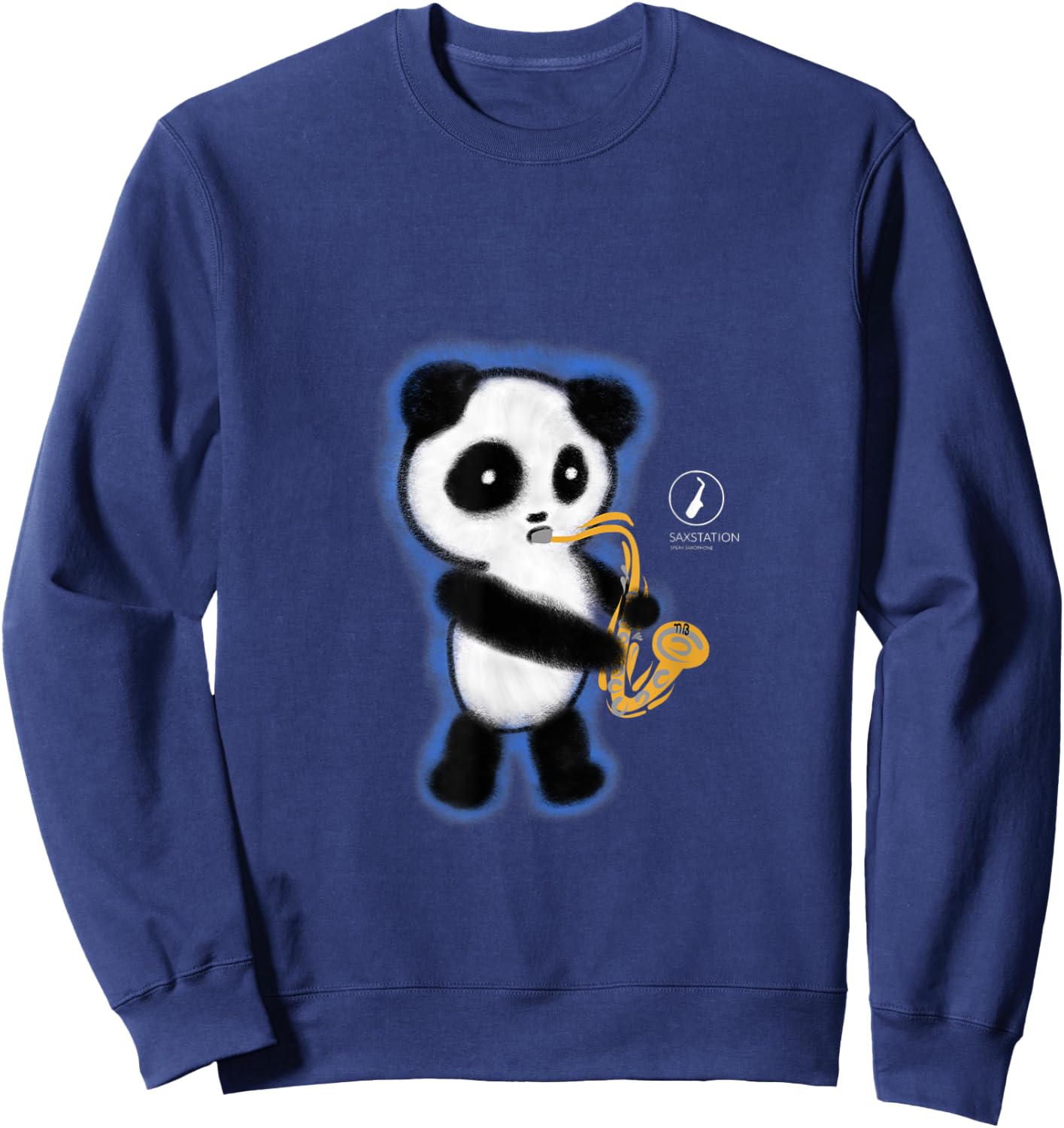 Panda Playing Saxophone Sweatshirt - Sweatshirt | Navy