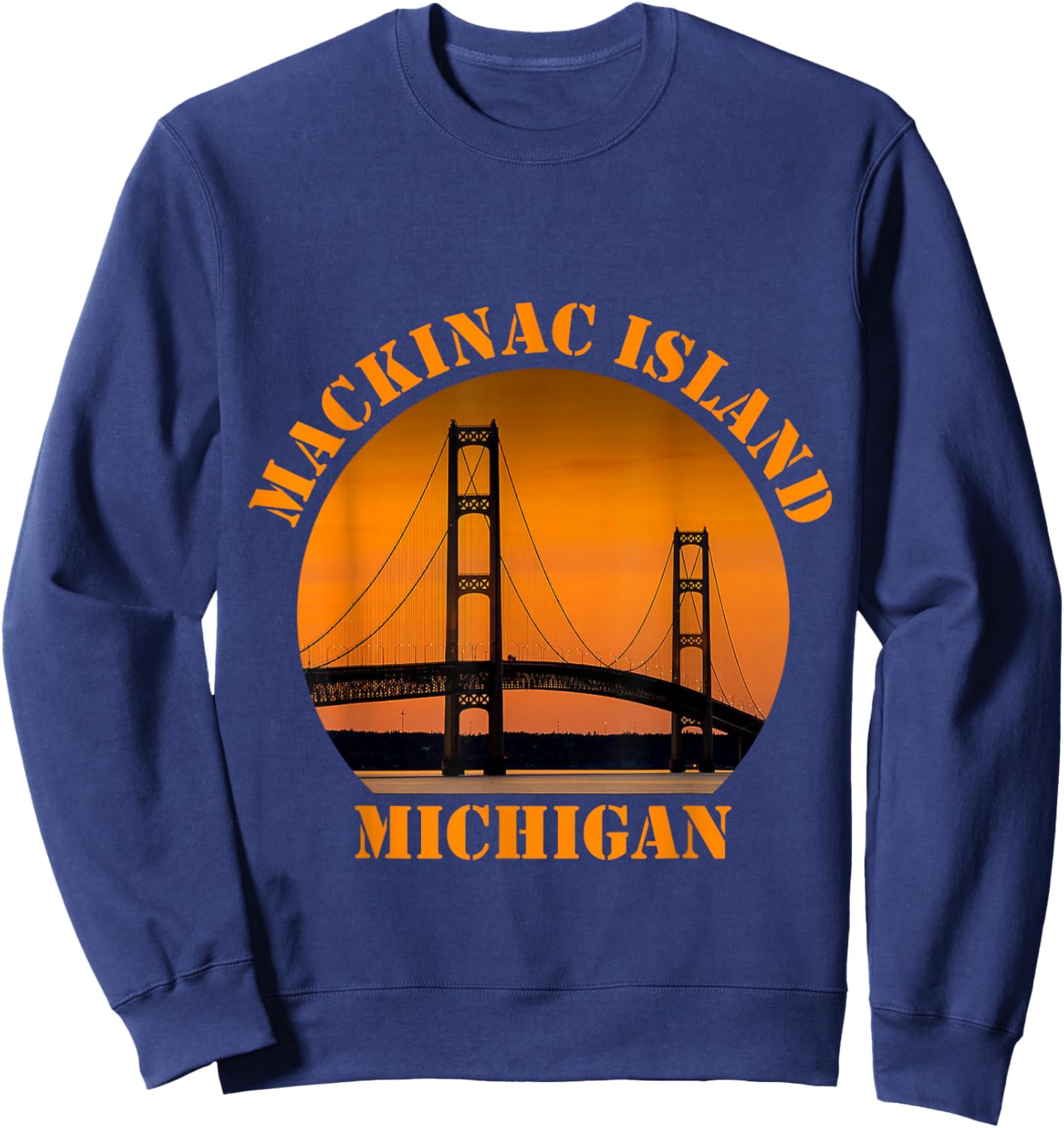 Mackinac Island Bridge Michigan Great Lakes Huron Ferry Trip Sweatshirt - Sweatshirt | Navy