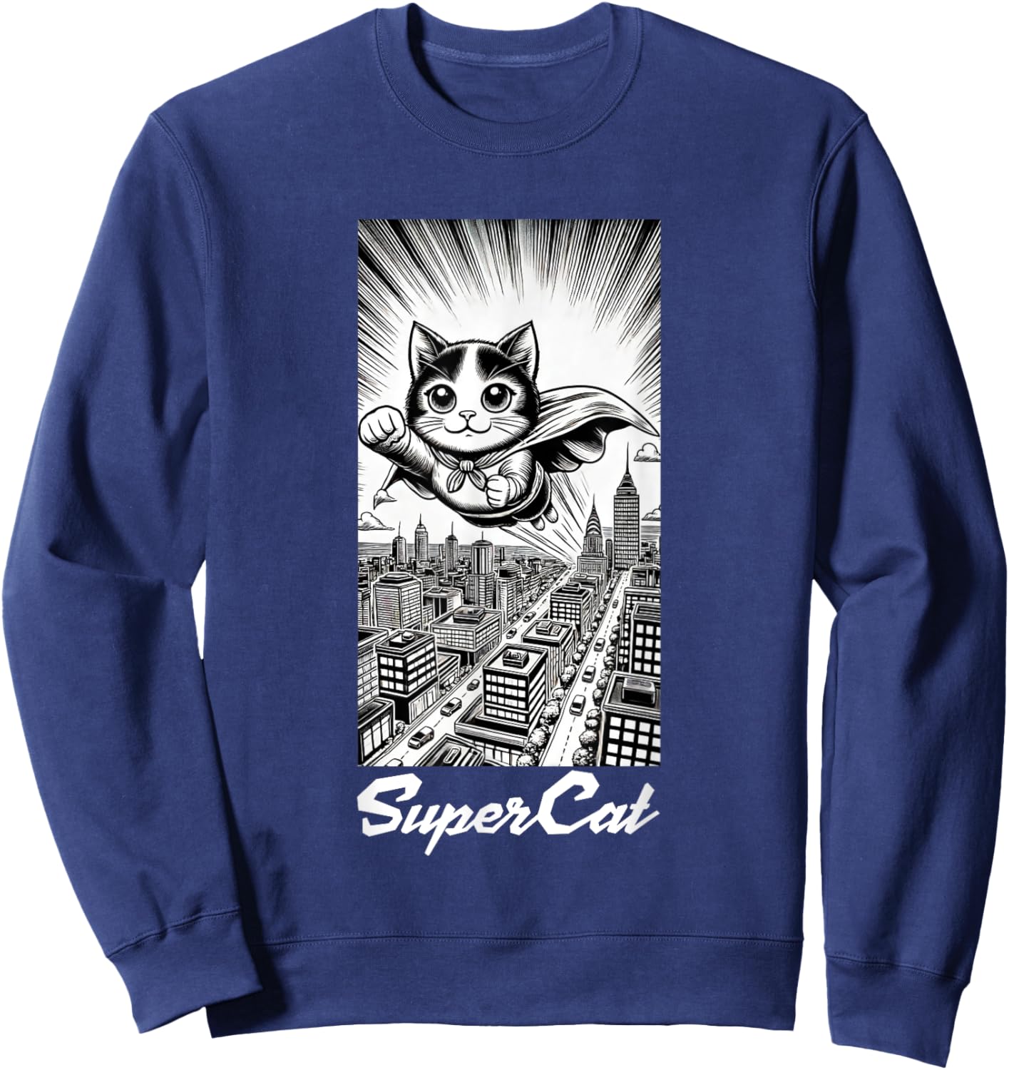 Super Cat, funny, manga style, Super Animals Sweatshirt - Sweatshirt | Navy