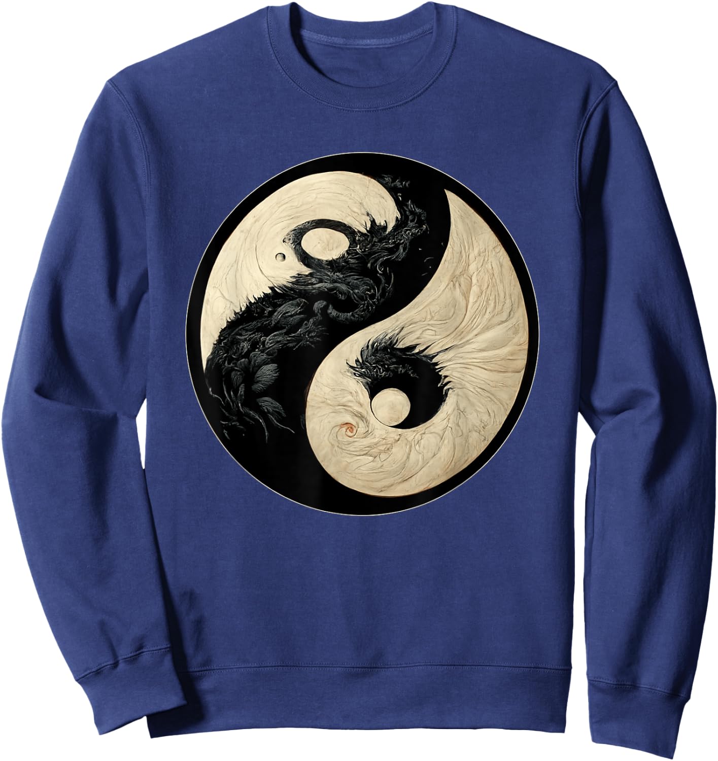 Traditional Black And White Chinese Dragon Kung Fu Yin Yang Sweatshirt - Sweatshirt | Navy