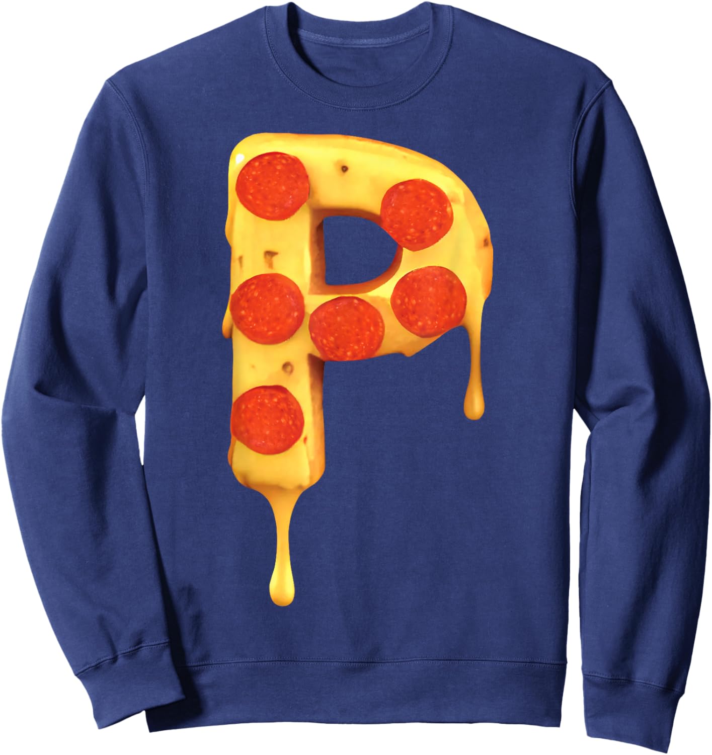 Letter P Pizza Initial Name Kids Party Birthday Matching Fun Sweatshirt - Sweatshirt | Navy