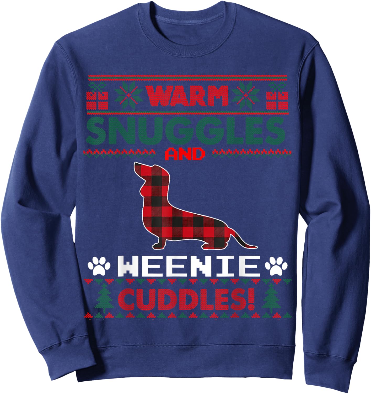 Weenie Christmas Pajama Shirt Weiner Ugly Christmas Sweater Men Women Kids Sweatshirt - Sweatshirt | Navy
