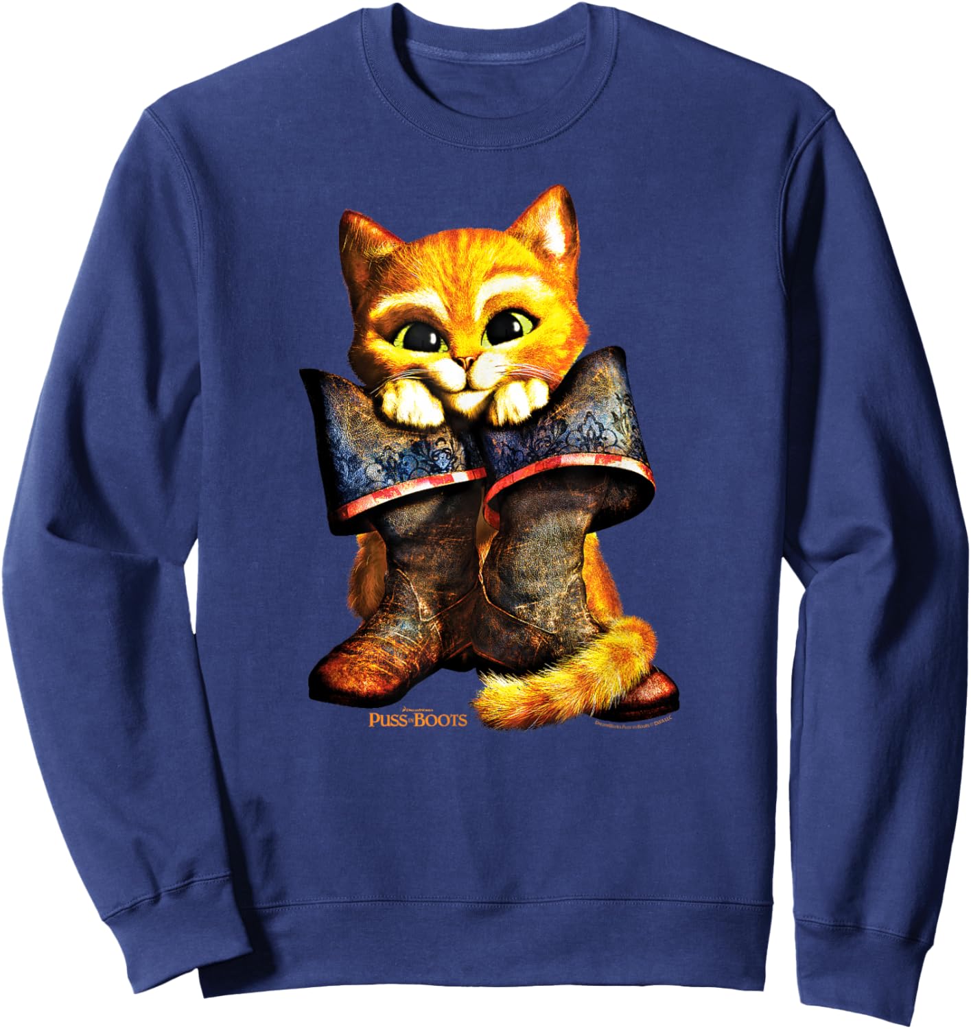 DreamWorks Puss in Boots with Boots , Black, S Sweatshirt - Sweatshirt | Navy