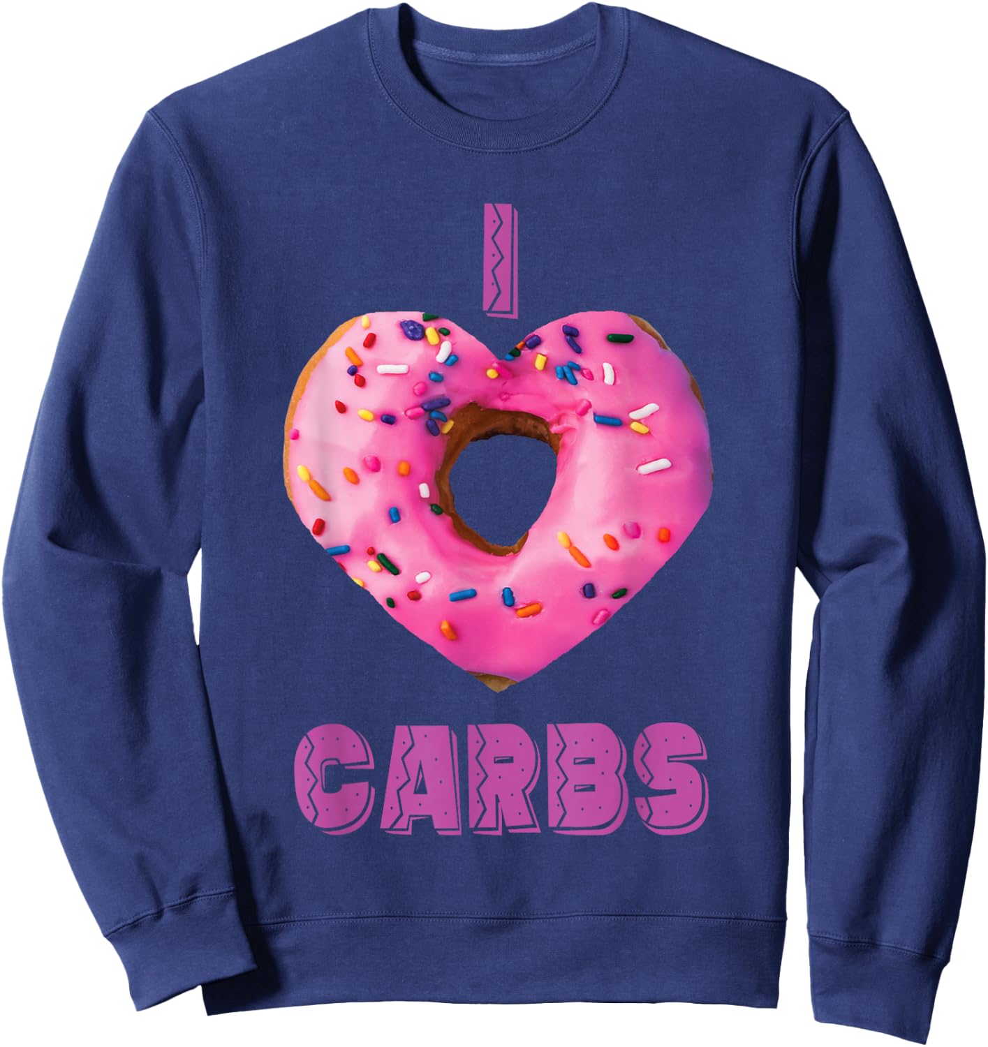 I Love Carbs Pink Sweatshirt - Sweatshirt | Navy