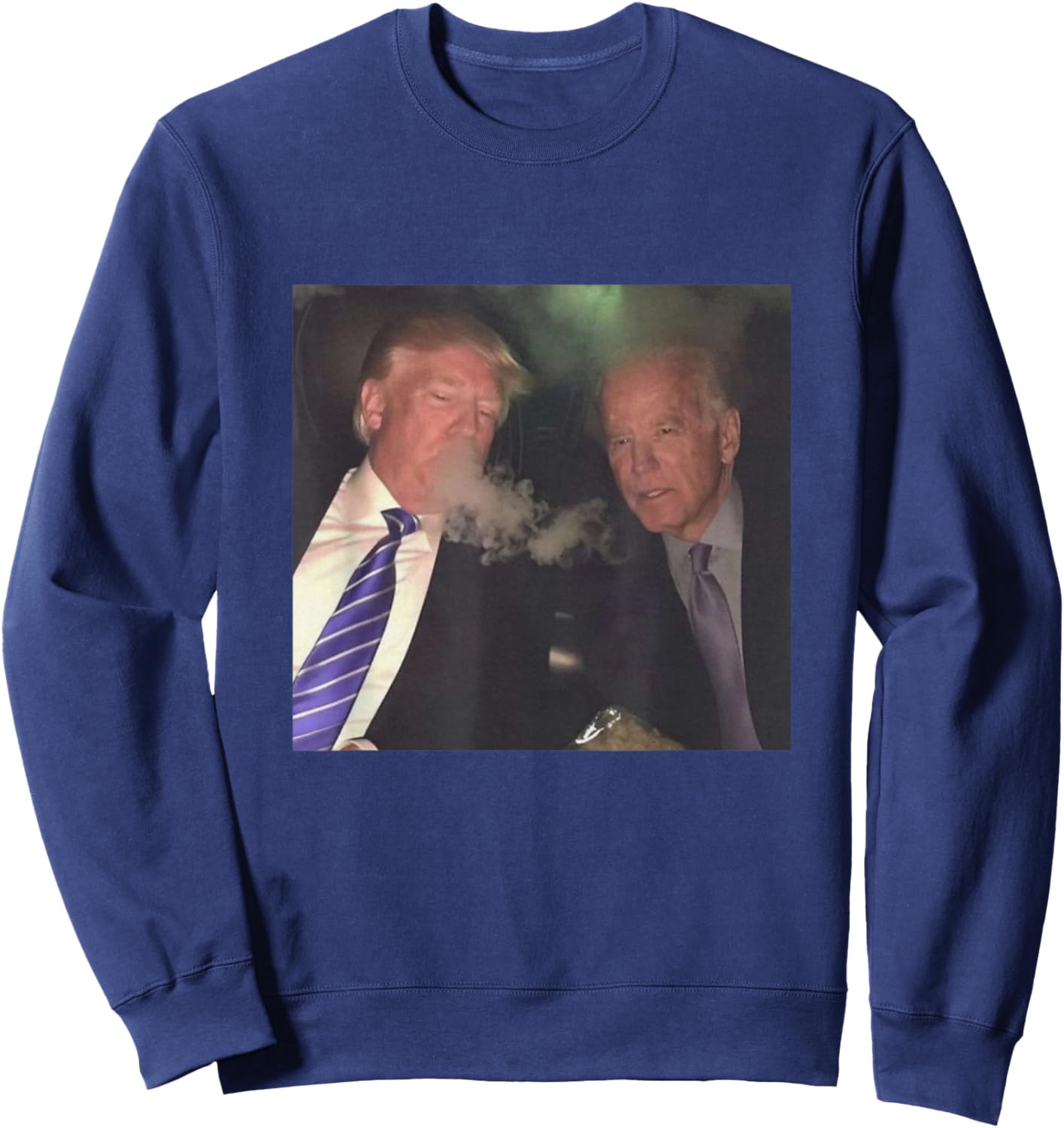 Funny Trump and Biden Smoking Sweatshirt - Sweatshirt | Navy