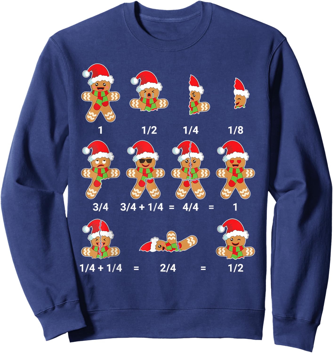 Christmas Math Shirt Men Women Kids Gingerbread Cookie Sweatshirt - Sweatshirt | Navy