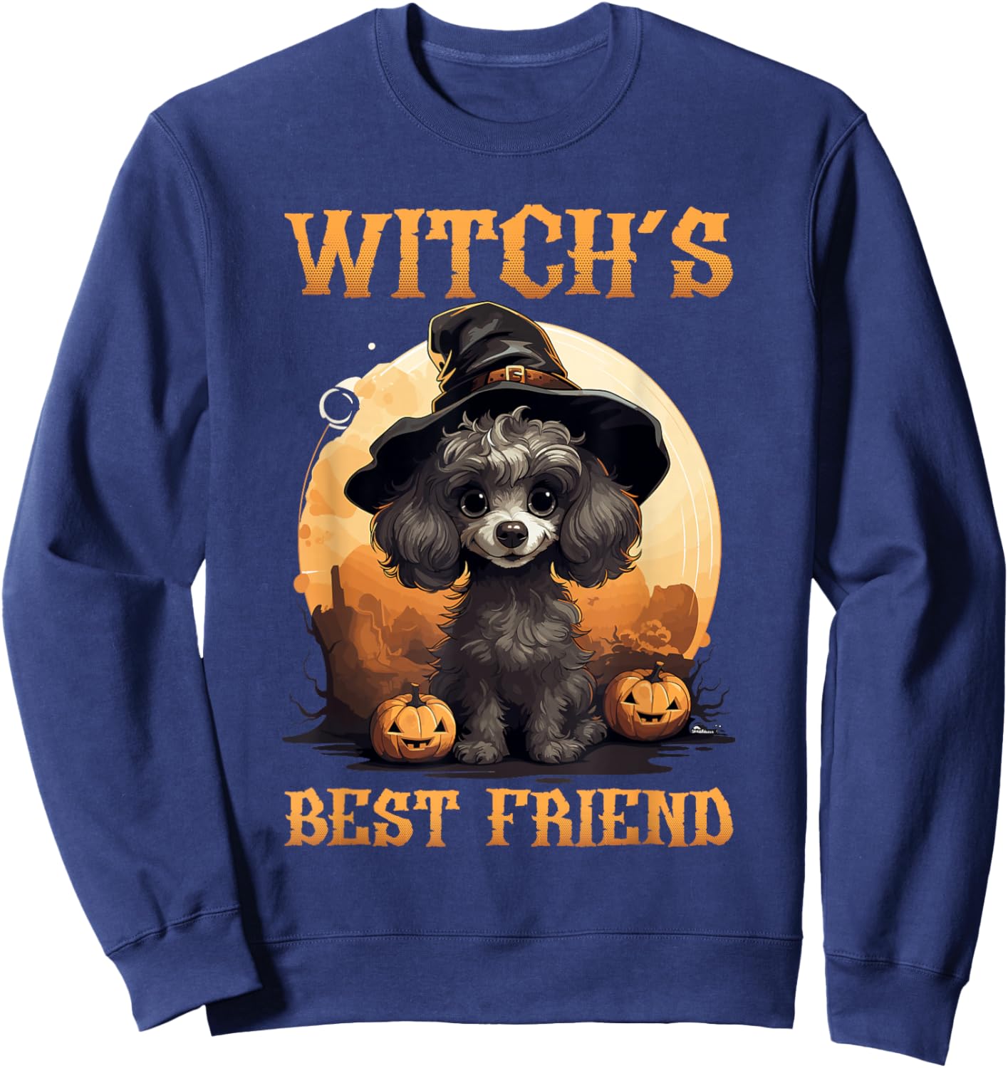 Poodle Halloween Spooky Dog, Witchs Best Friend Women Sweatshirt - Sweatshirt | Navy