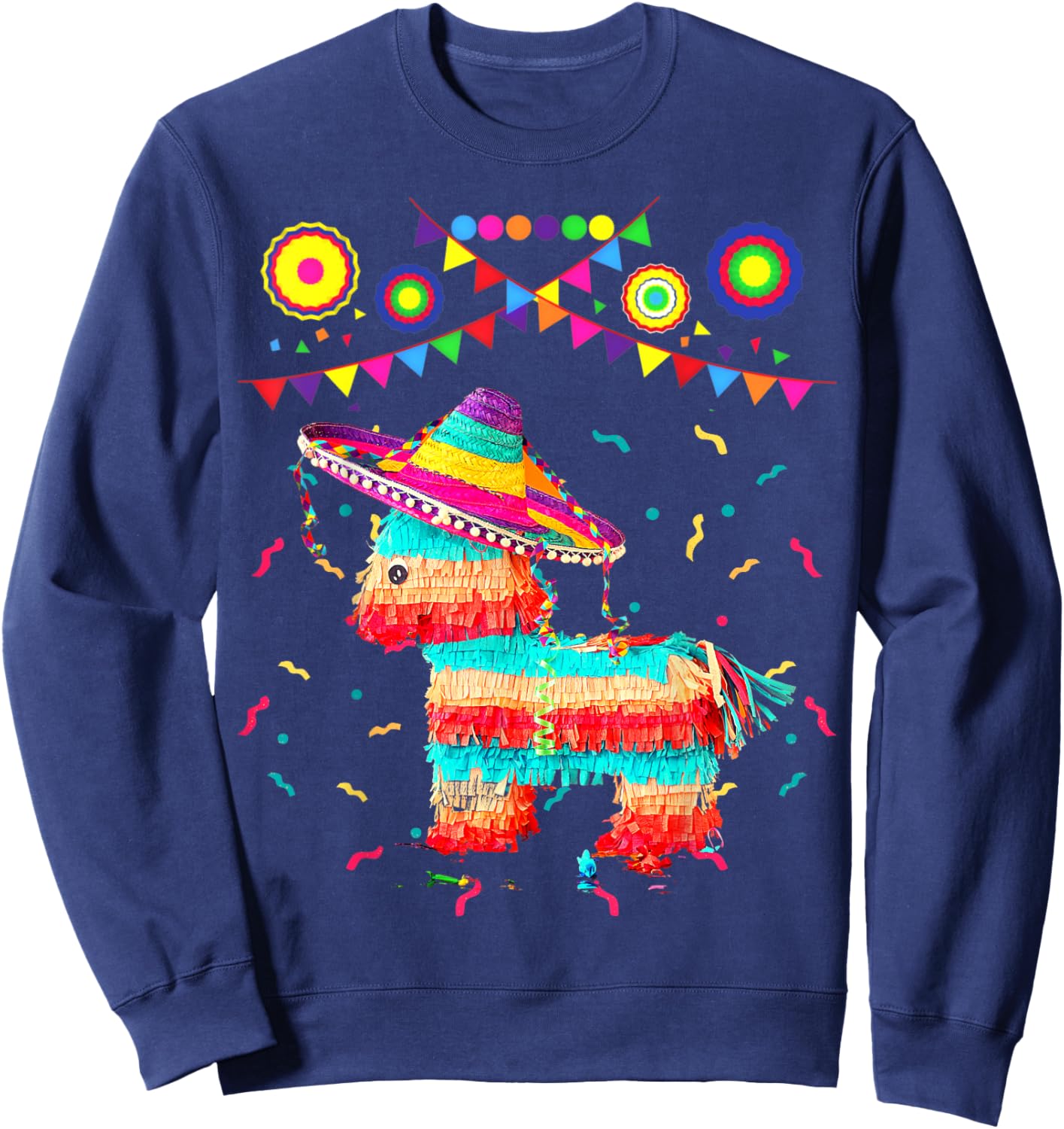 Funny Donkey Unicorn Birthday Pinata Fiesta Cinco de Mayo Sweatshirt - Sweatshirt | Navy