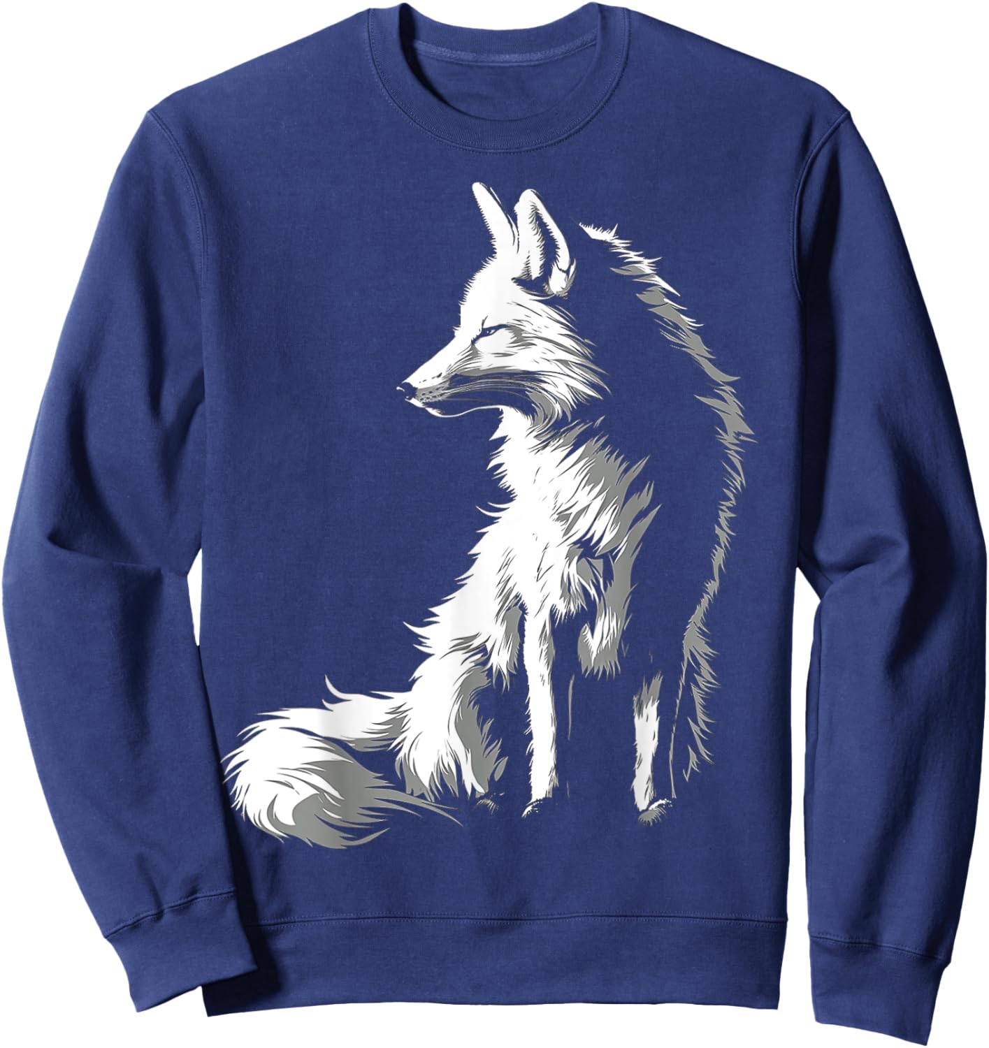Fox Drawing Illustration Animal Art Graphic Fox Sweatshirt - Sweatshirt | Navy