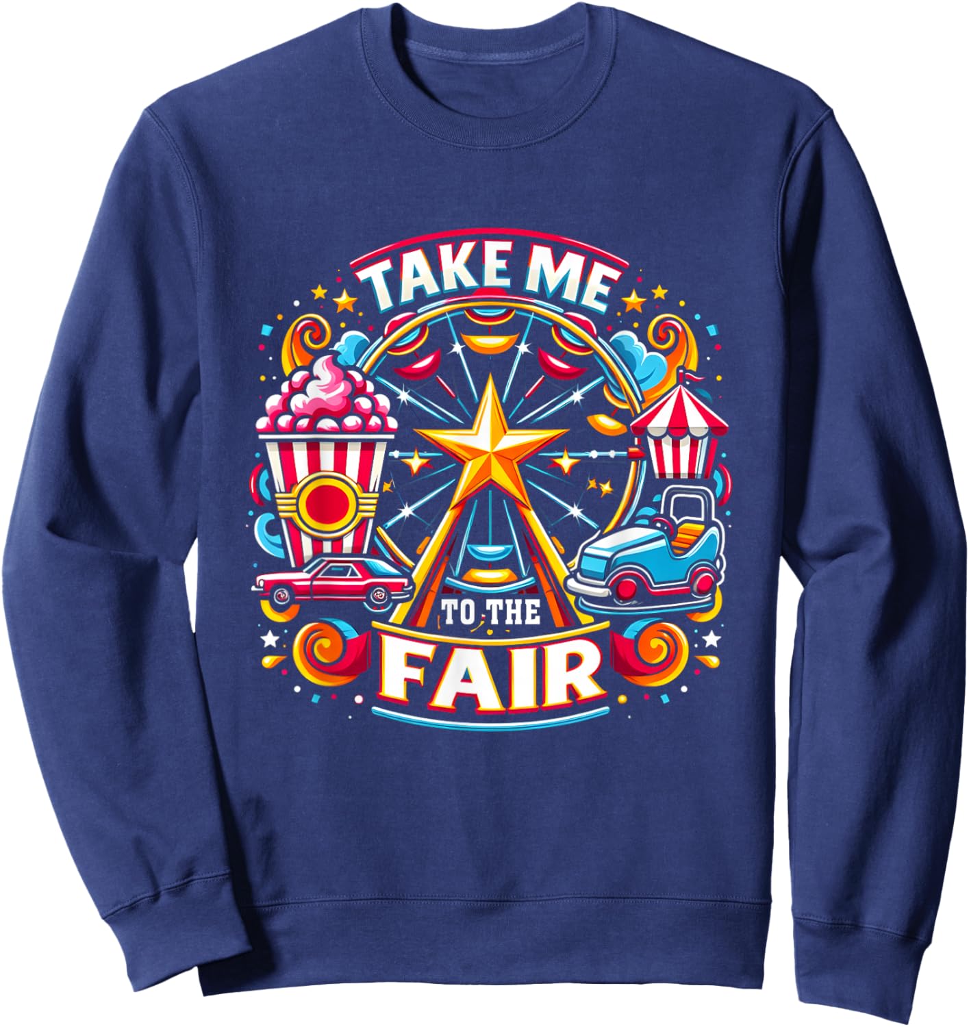Take Me To The-State And County Fairs Ferris Wheel Pop Corn Sweatshirt - Sweatshirt | Navy