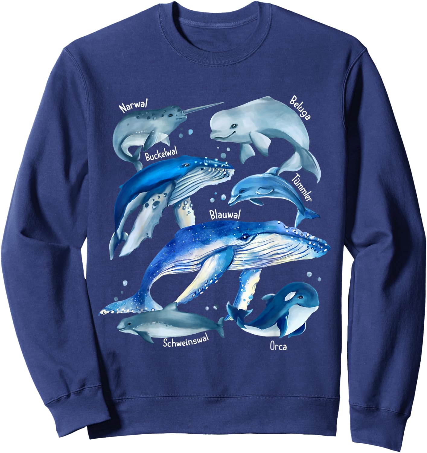 Types Of Whales - Whale Breeds - Whale Species Biology Guide Sweatshirt - Sweatshirt | Navy