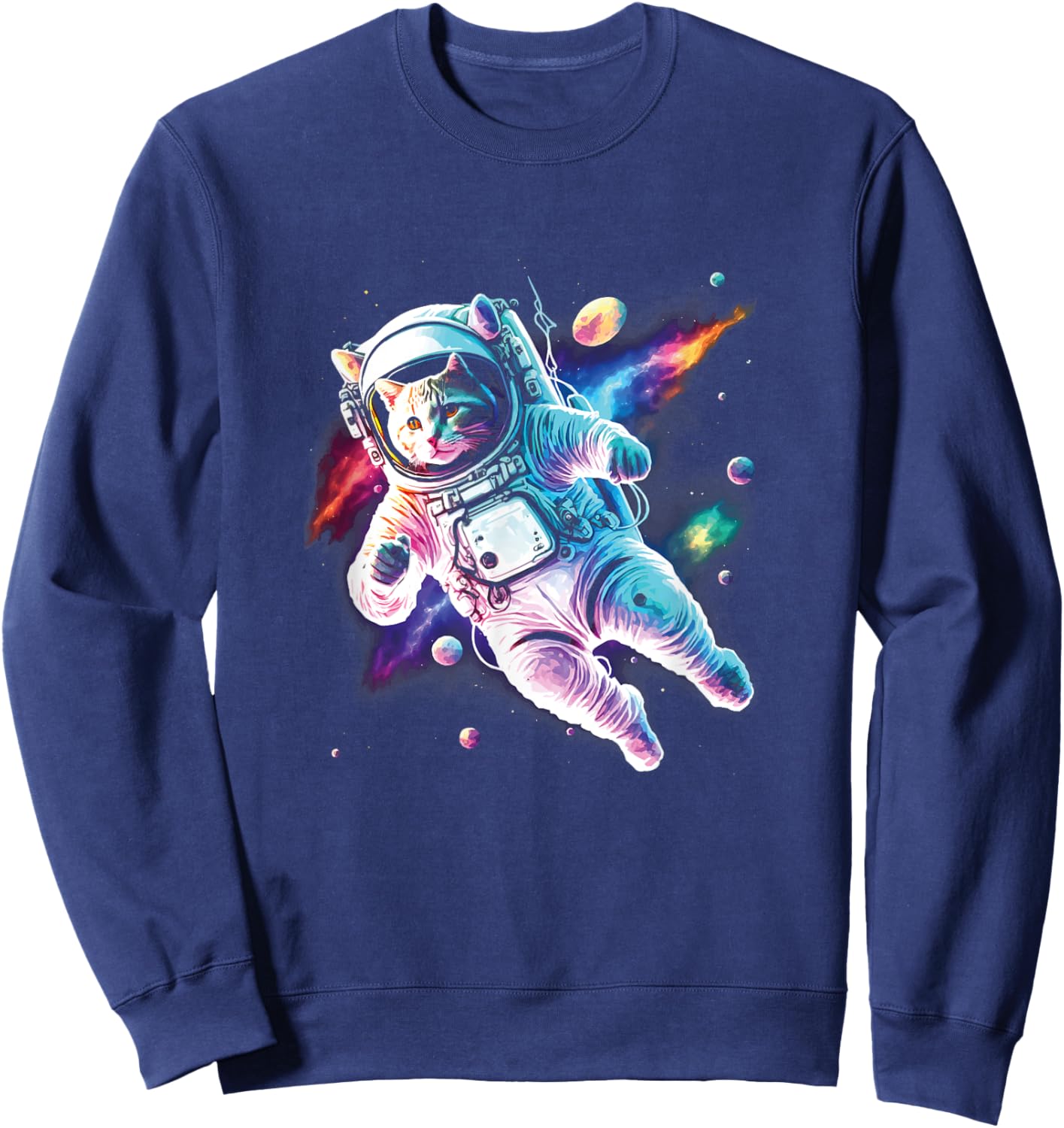 Cosmic Space Cat Astronaut Catstronaut / Cat lovers Graphic Sweatshirt - Sweatshirt | Navy