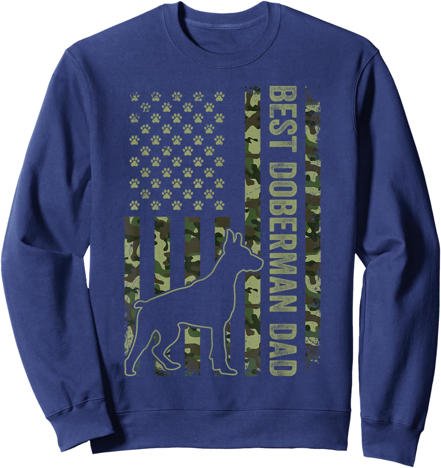 American Flag Best Doberman Dad Ever Dog Dad Sweatshirt - Sweatshirt | Navy