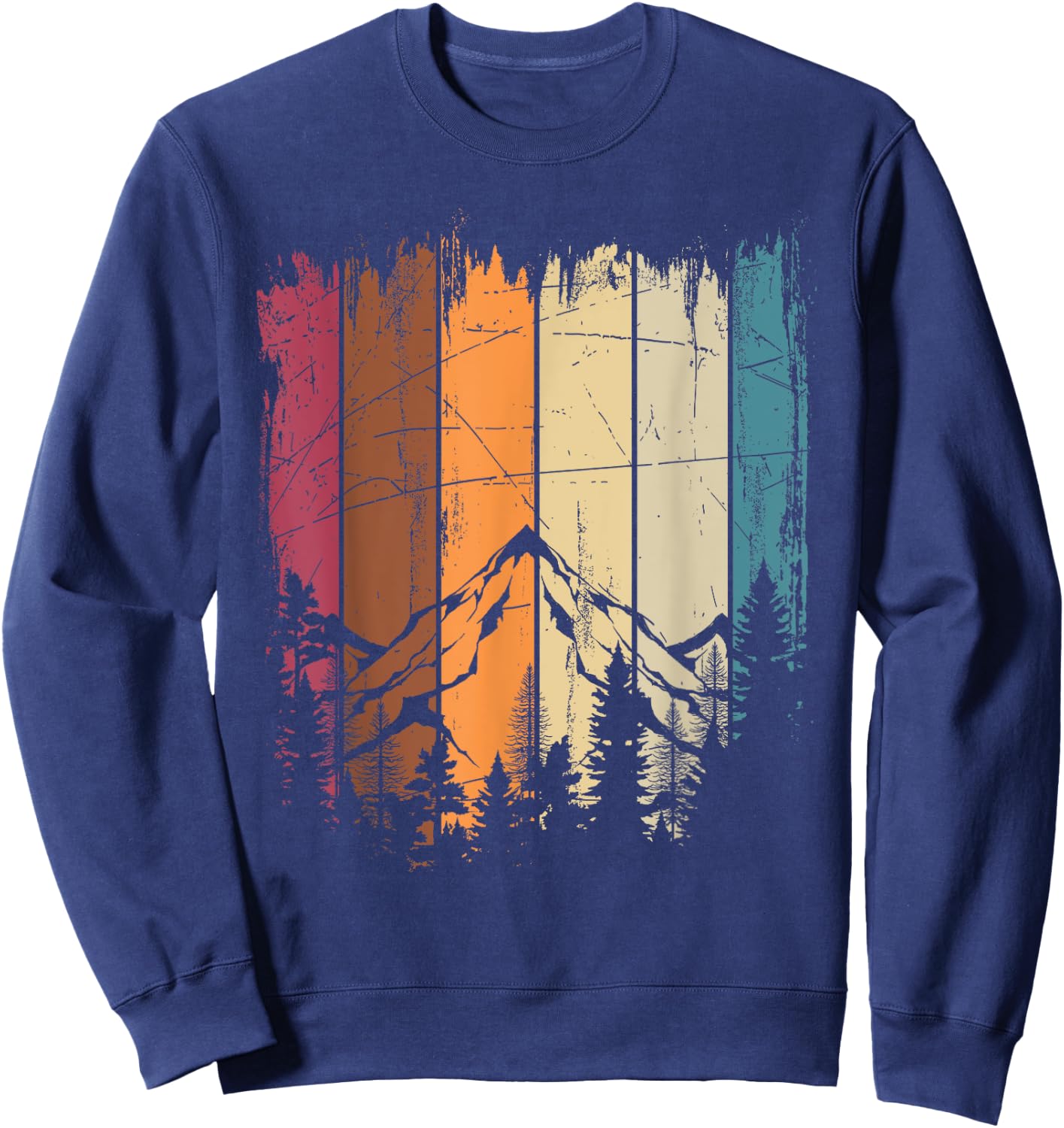 Mountains Outdoors Hiker Sport Retro Forest Nature Hiking Sweatshirt - Sweatshirt | Navy
