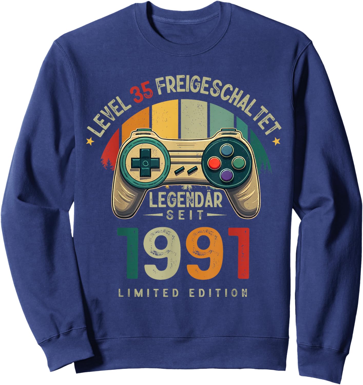 Level 35 Geburtstag Junge Gamer Mann Deko Jahrgang 1991 Sweatshirt - Sweatshirt | Navy
