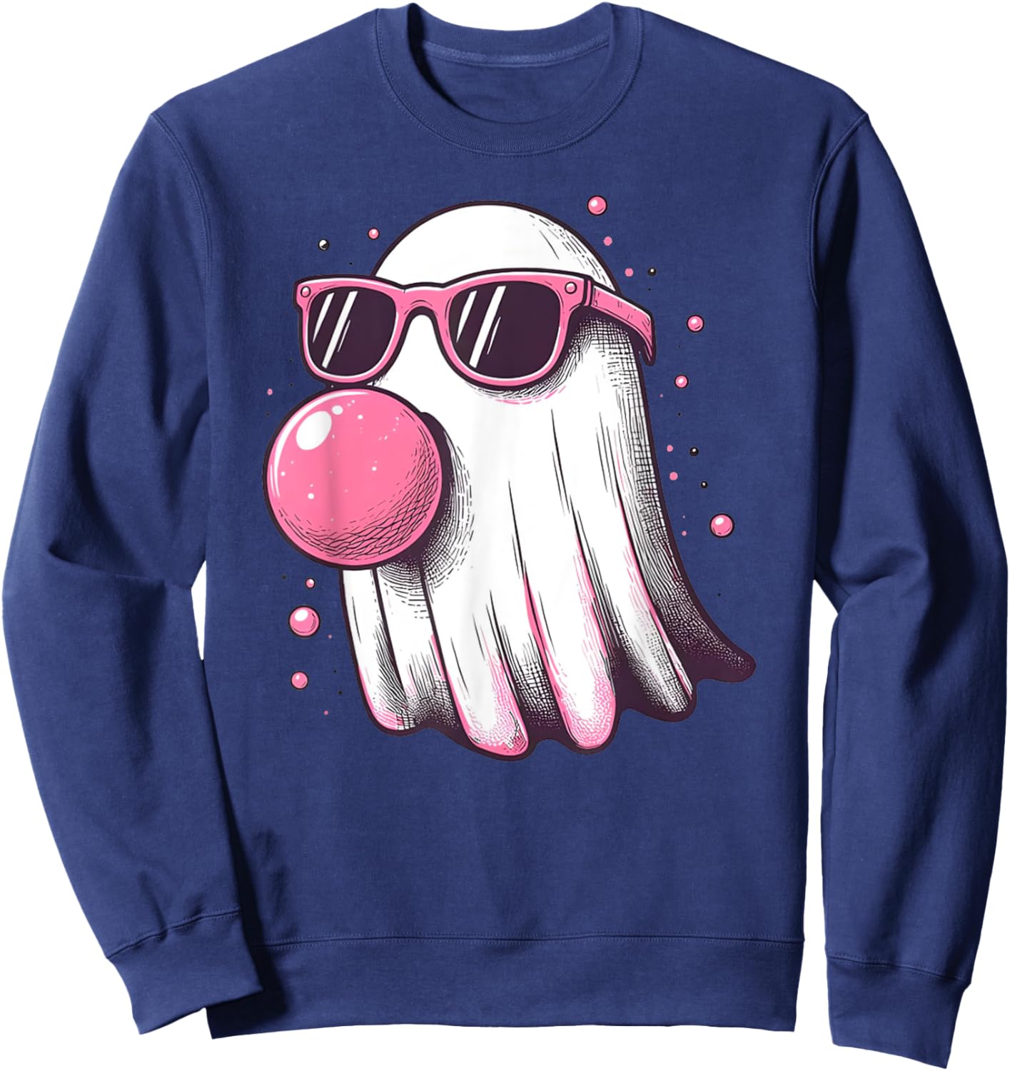 Cute Little Ghost Pastel Goth Bubble Gum Cool Halloween Sweatshirt - Sweatshirt | Navy