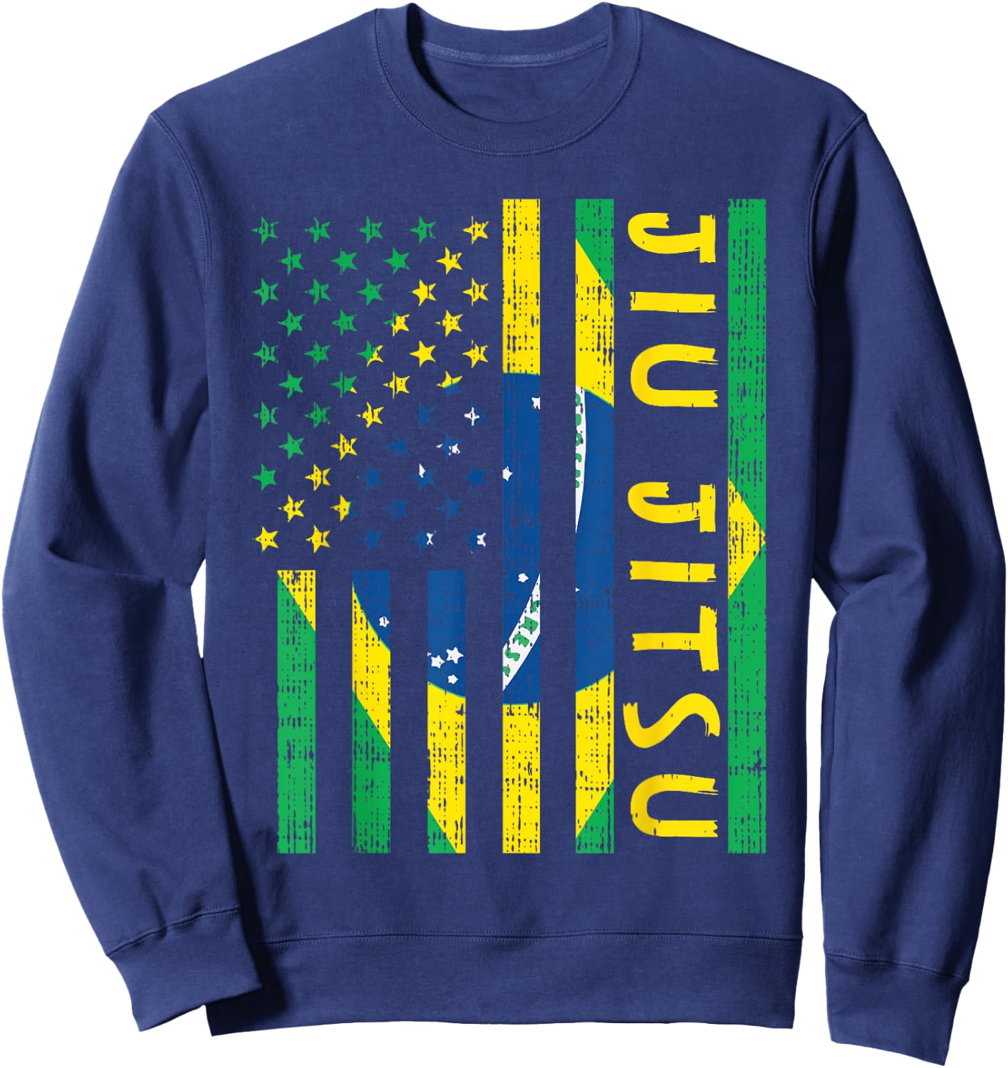 US Brazil Flag Jiu Jitsu Patriotic Brazilian Martial Art Sweatshirt - Sweatshirt | Navy