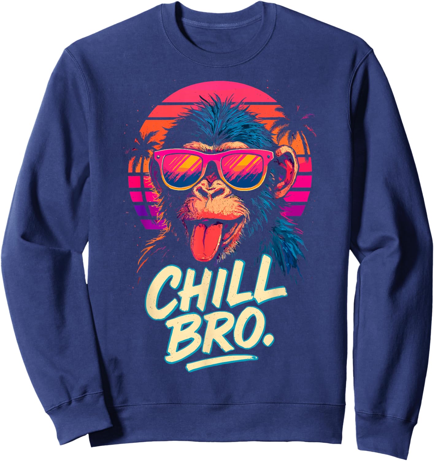 Chill Bro Cooler AFFE mit Sonnenbrille Lustiger Spruch Gamer Sweatshirt - Sweatshirt | Navy