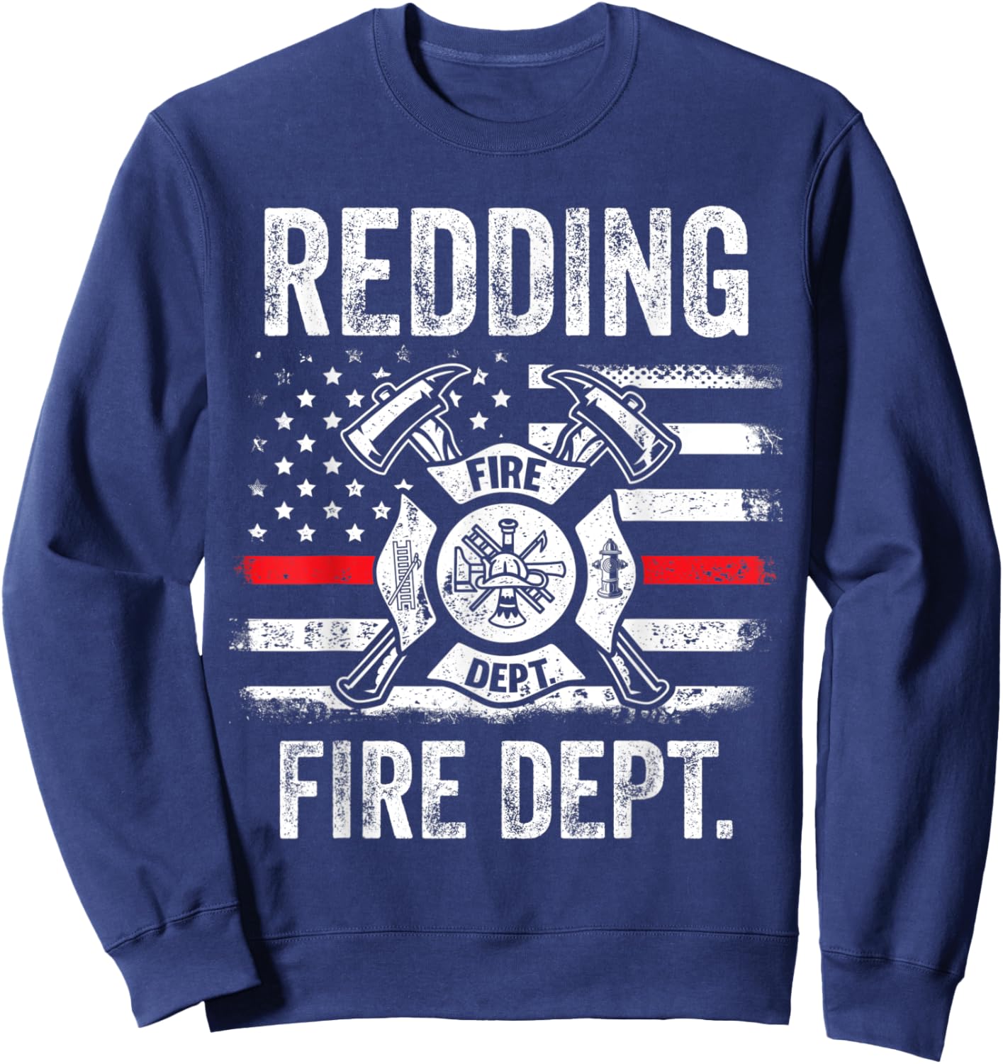 Redding California Fire Department Thin Red Line Fireman Sweatshirt - Sweatshirt | Navy