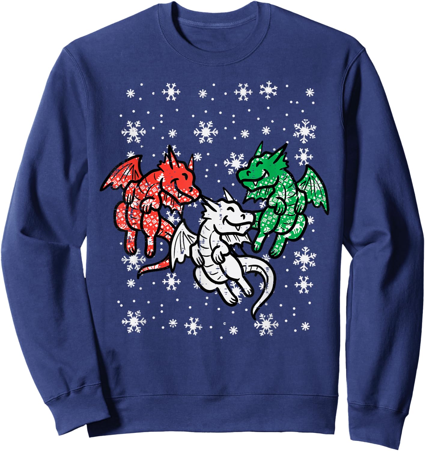 Christmas Dragons Funny Mythical Animal Men Women Kids Sweatshirt - Sweatshirt | Navy