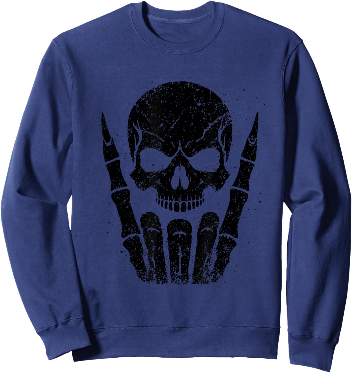 Halloween Skull Face Silhouette Skeleton Rock Sign Gifts Sweatshirt - Sweatshirt | Navy