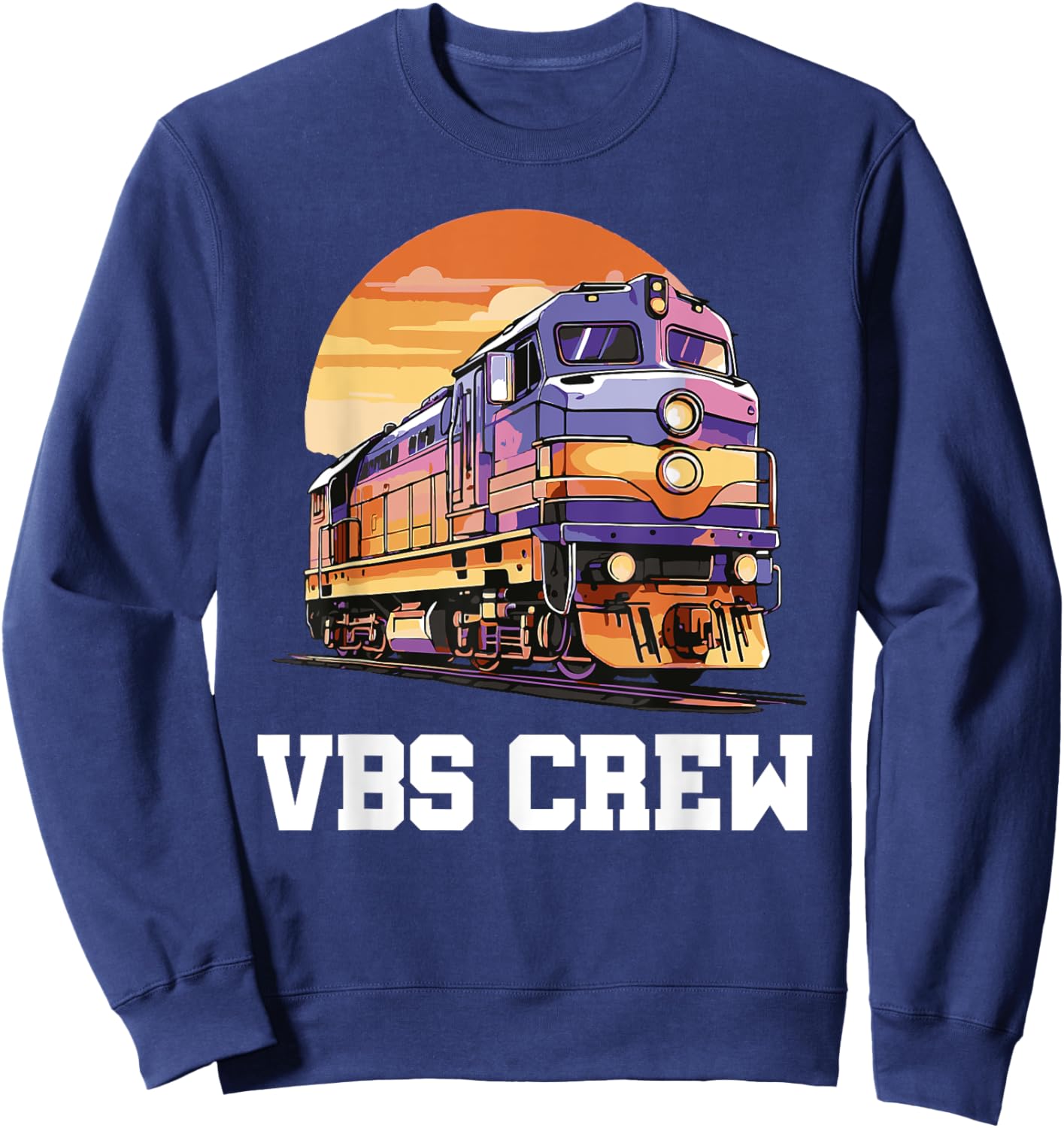 I Love VBS 2025 Vacation Bible School Railroad VBS Crew Sweatshirt - Sweatshirt | Navy