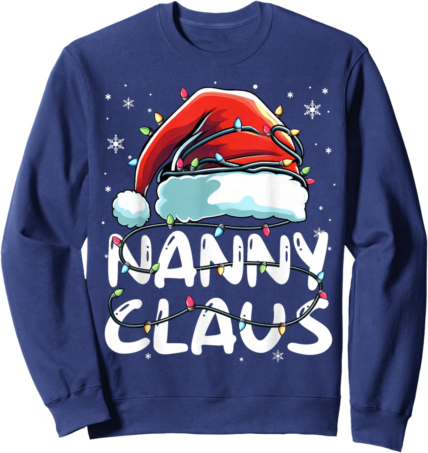Nanny Claus Christmas Lights Matching Family Xmas Pajama Sweatshirt - Sweatshirt | Navy