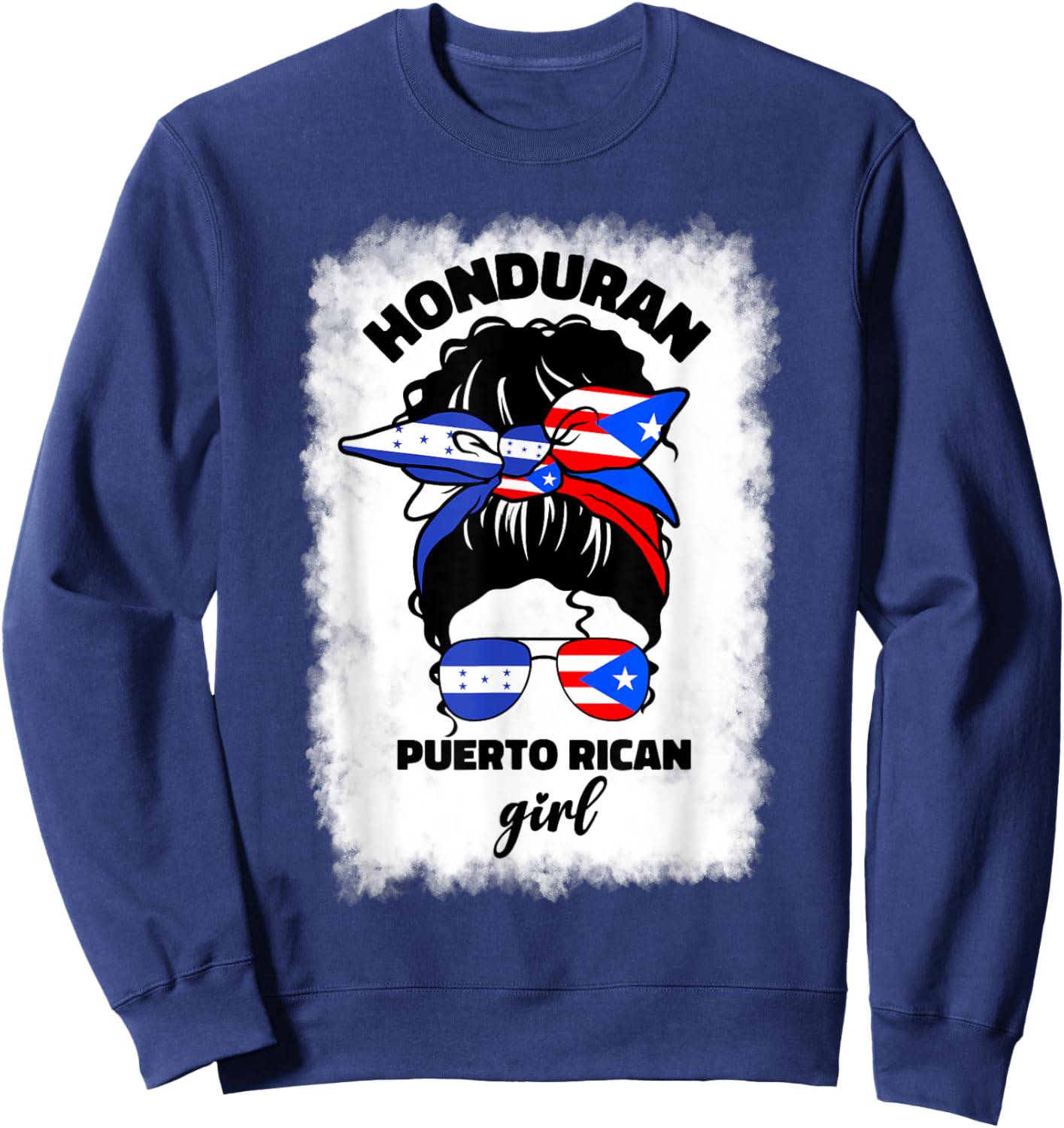 Half Honduran And Puerto Rican Rico Honduras Flag Girl Mix Sweatshirt - Sweatshirt | Navy