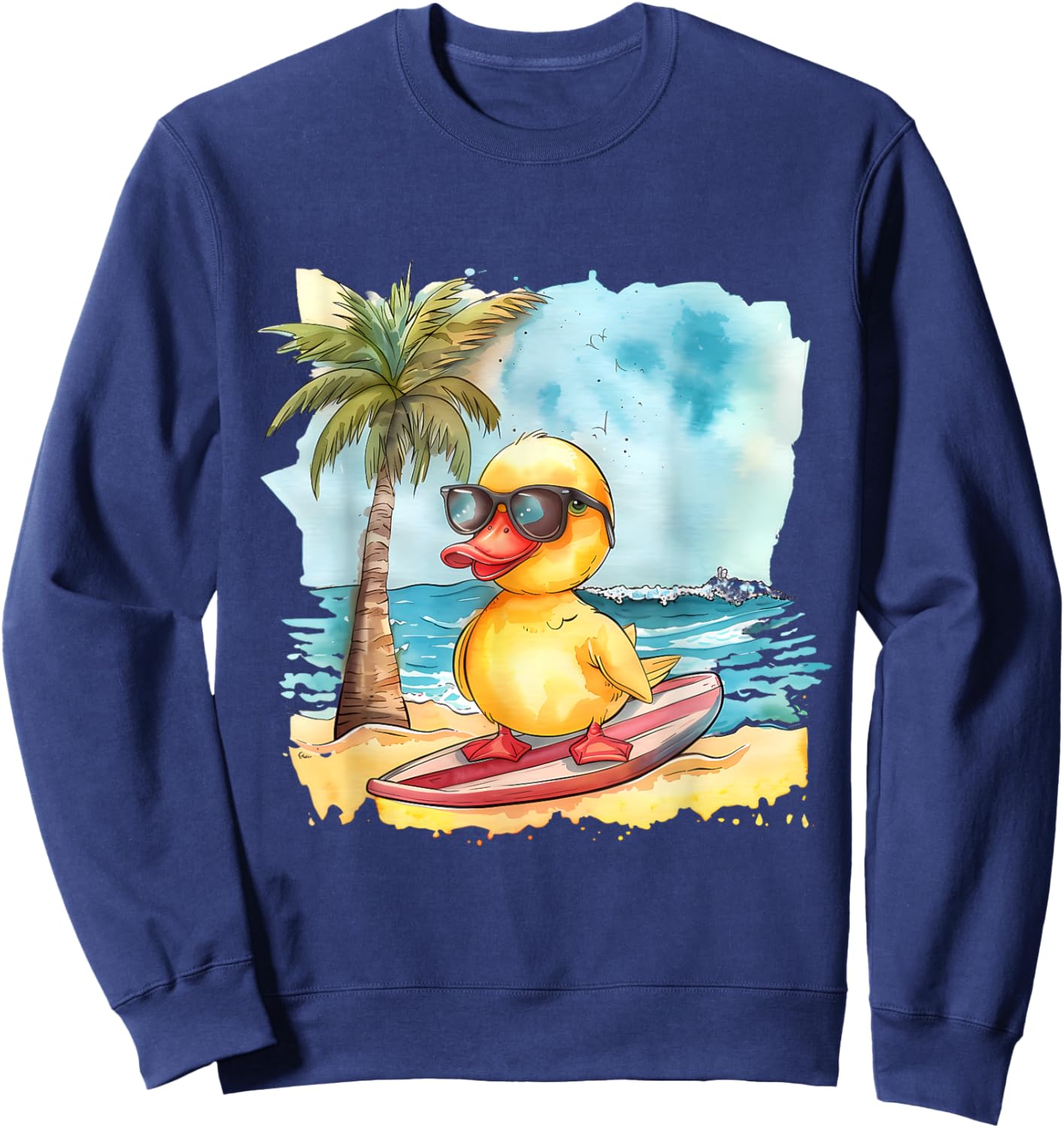 Rubber Duck Surfing Summer Surfer Beach Rubber Duckling Sweatshirt - Sweatshirt | Navy
