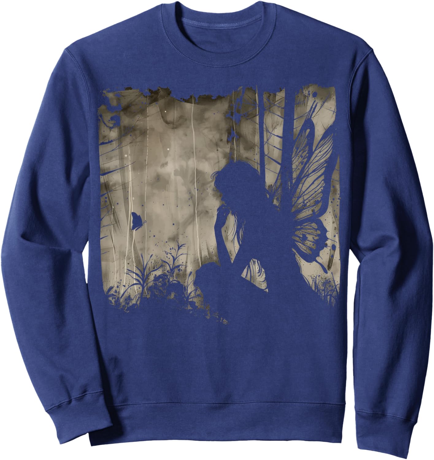 Dark Fairycore Fairy Art Grunge Butterfly Alt Goth Aesthetic Sweatshirt - Sweatshirt | Navy