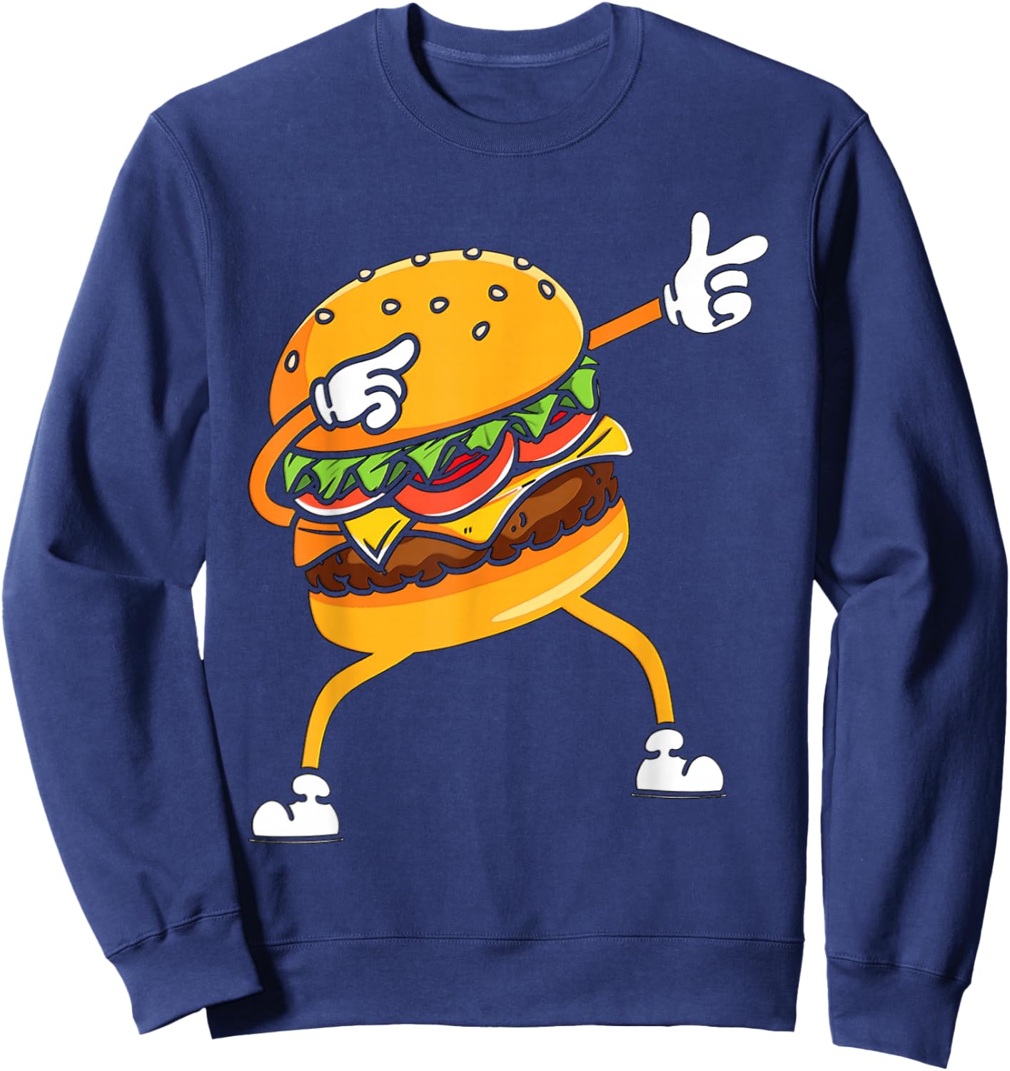 Funny Hamburger Dab Art Kids Men Women Cheeseburger Lover Sweatshirt - Sweatshirt | Navy