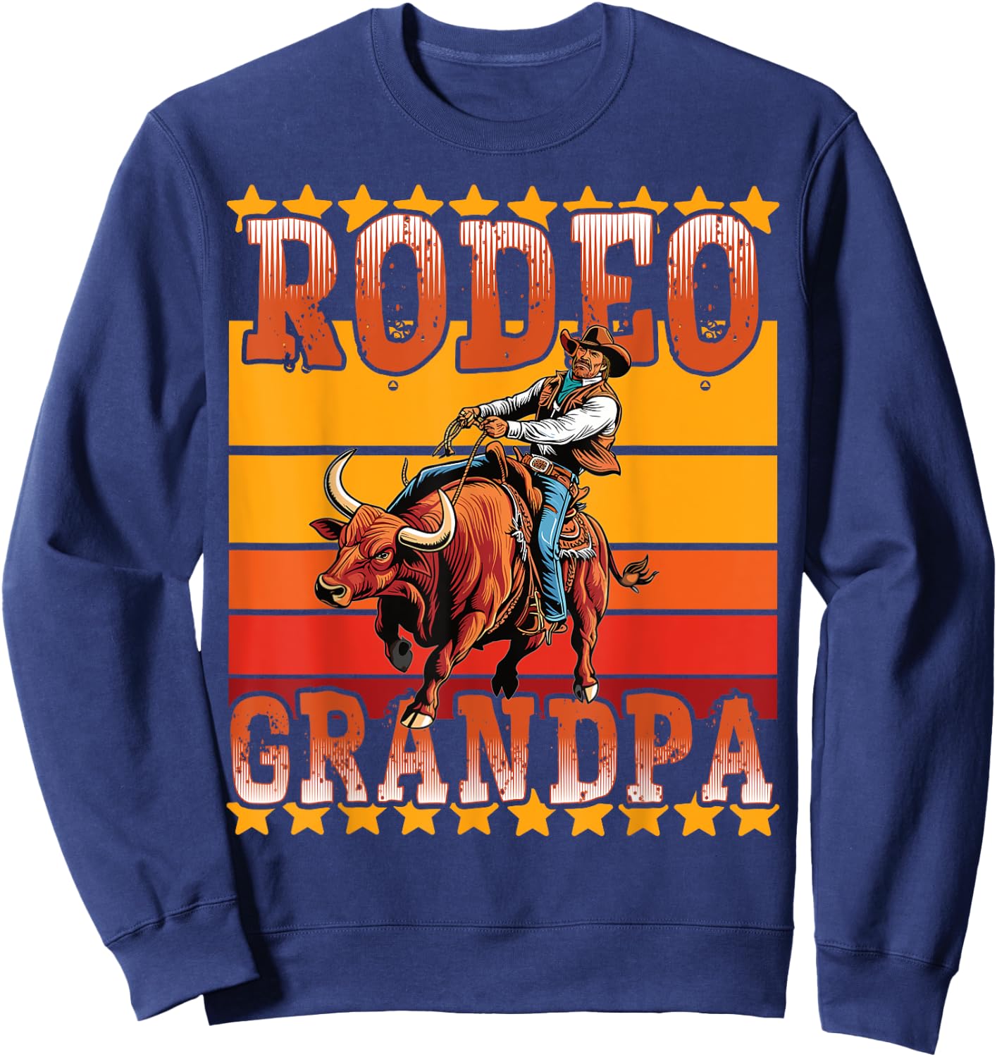 Rodeo Rider Crew Grandpa Western Cowboy Horses Bulls Rodeo Sweatshirt - Sweatshirt | Navy