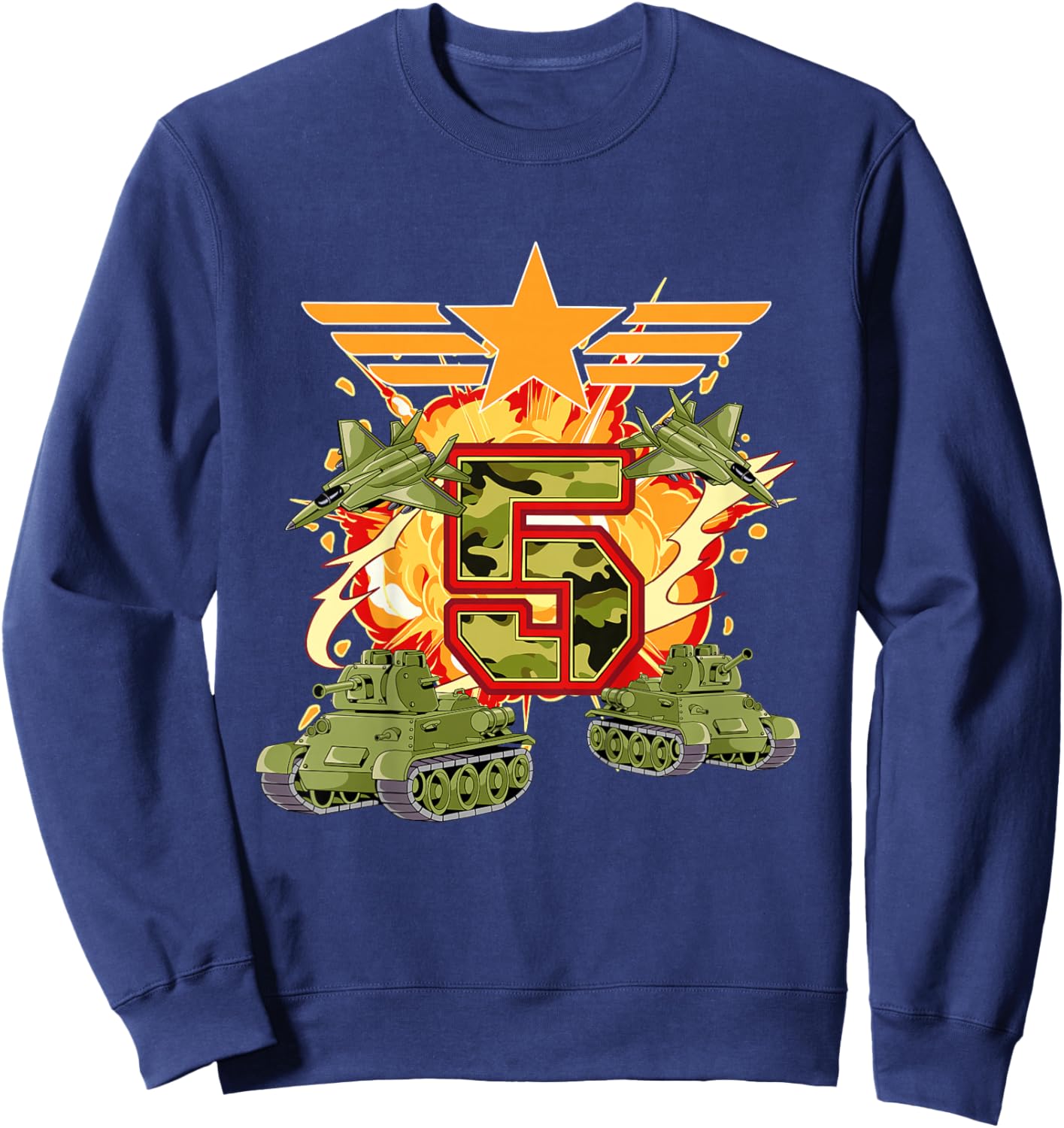 Kids 5th Birthday Army Sweatshirt - Sweatshirt | Navy