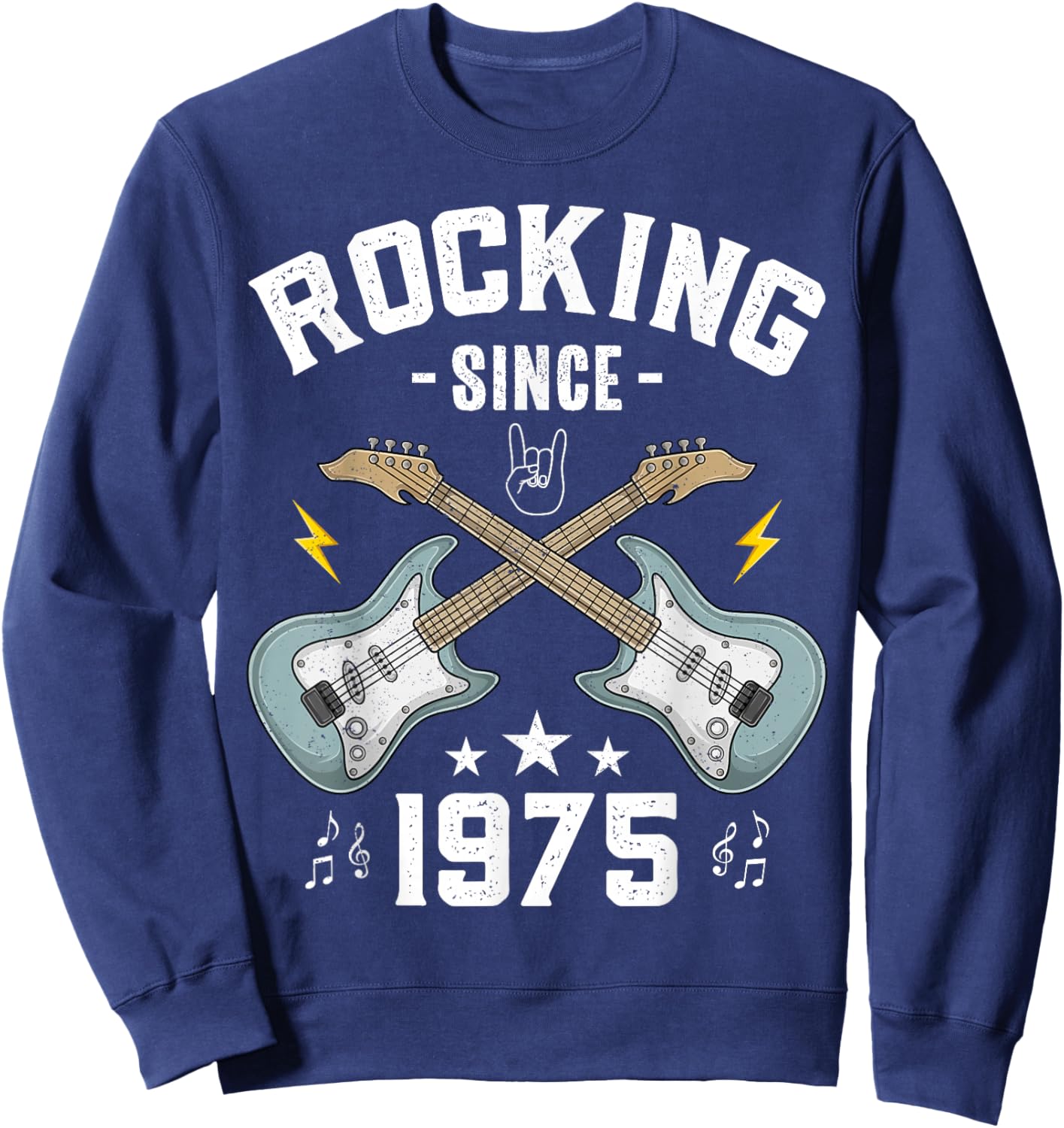 Rocking Since 1975 Vintage Rock Music Guitar 50th Birthday Sweatshirt - Sweatshirt | Navy