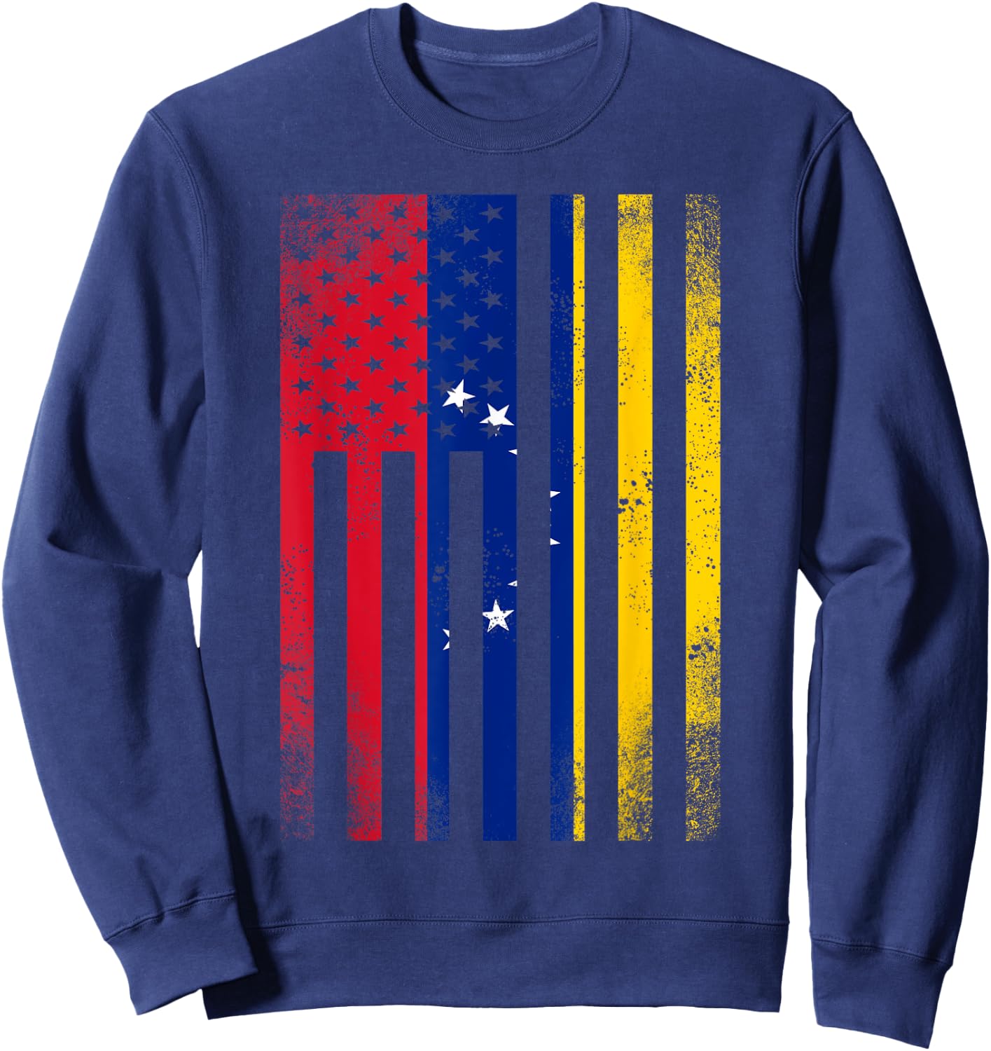 Half Venezuelan Flag | Vintage American Inside Me USA Gift Sweatshirt - Sweatshirt | Navy
