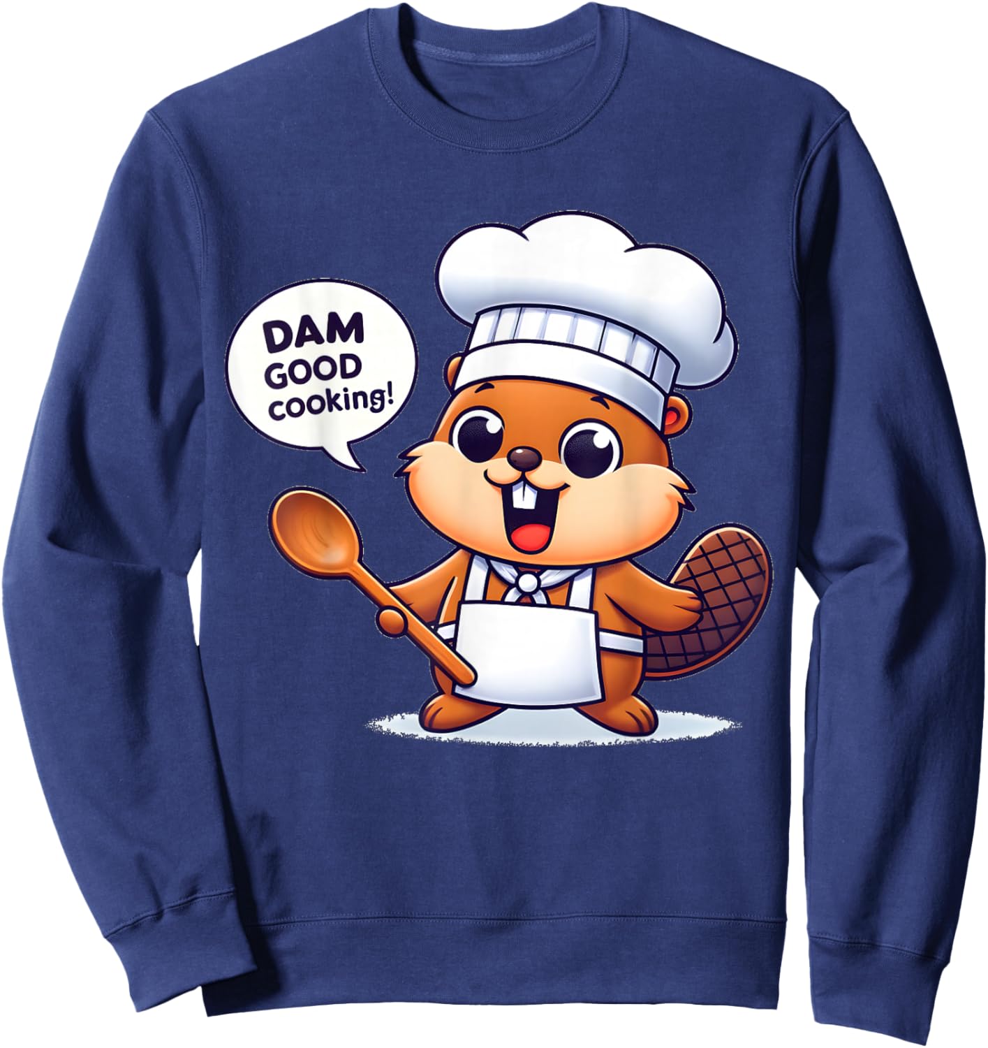 Funny Beaver Chef Humor Animal Lovers Cute Beavers Graphic Sweatshirt - Sweatshirt | Navy