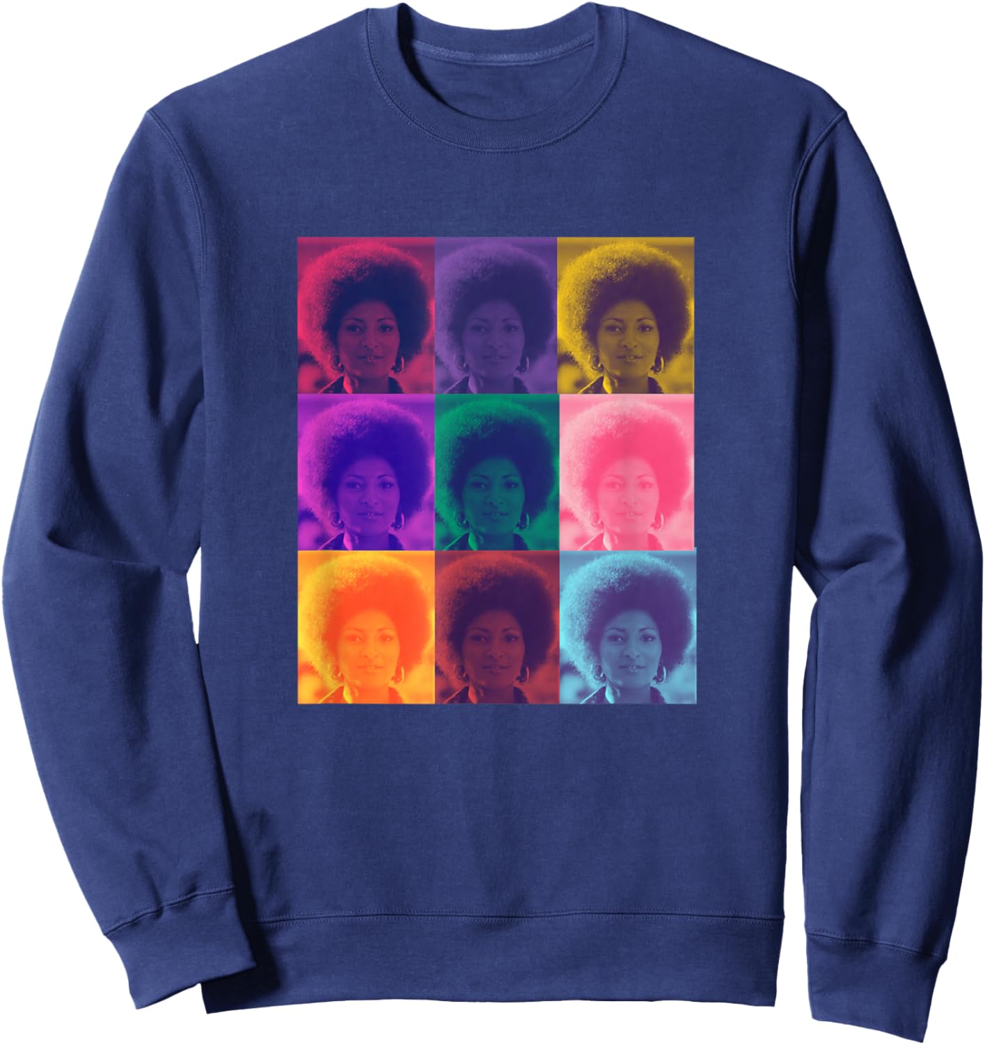 Iconic Hollywood Pam Grier Foxy Brown Women's Classic Fit Black Techno Color Graphic Sweatshirt - Sweatshirt | Navy