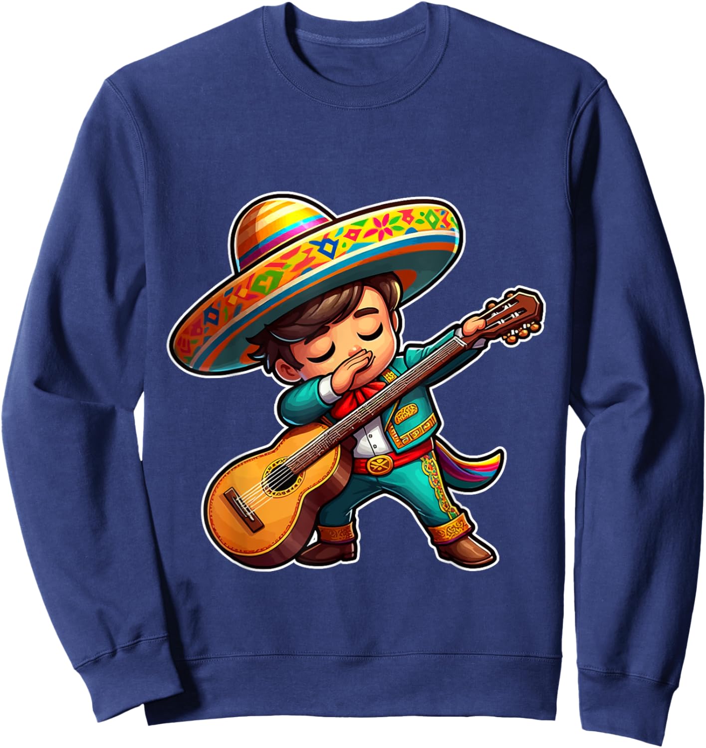 Mariachi boy dabbing with guitar Cinco de Mayo costume kids Sweatshirt - Sweatshirt | Navy
