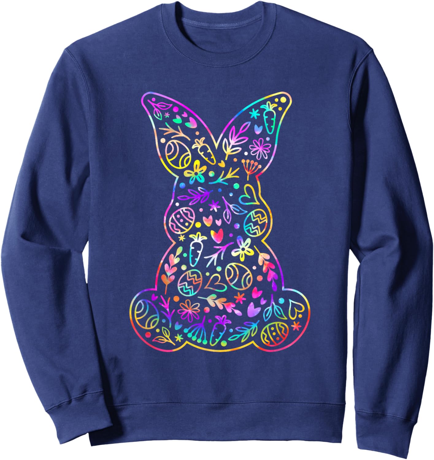 Easter Day Cute Floral Easter Bunny Tie Dye Women Kids Girl Sweatshirt - Sweatshirt | Navy