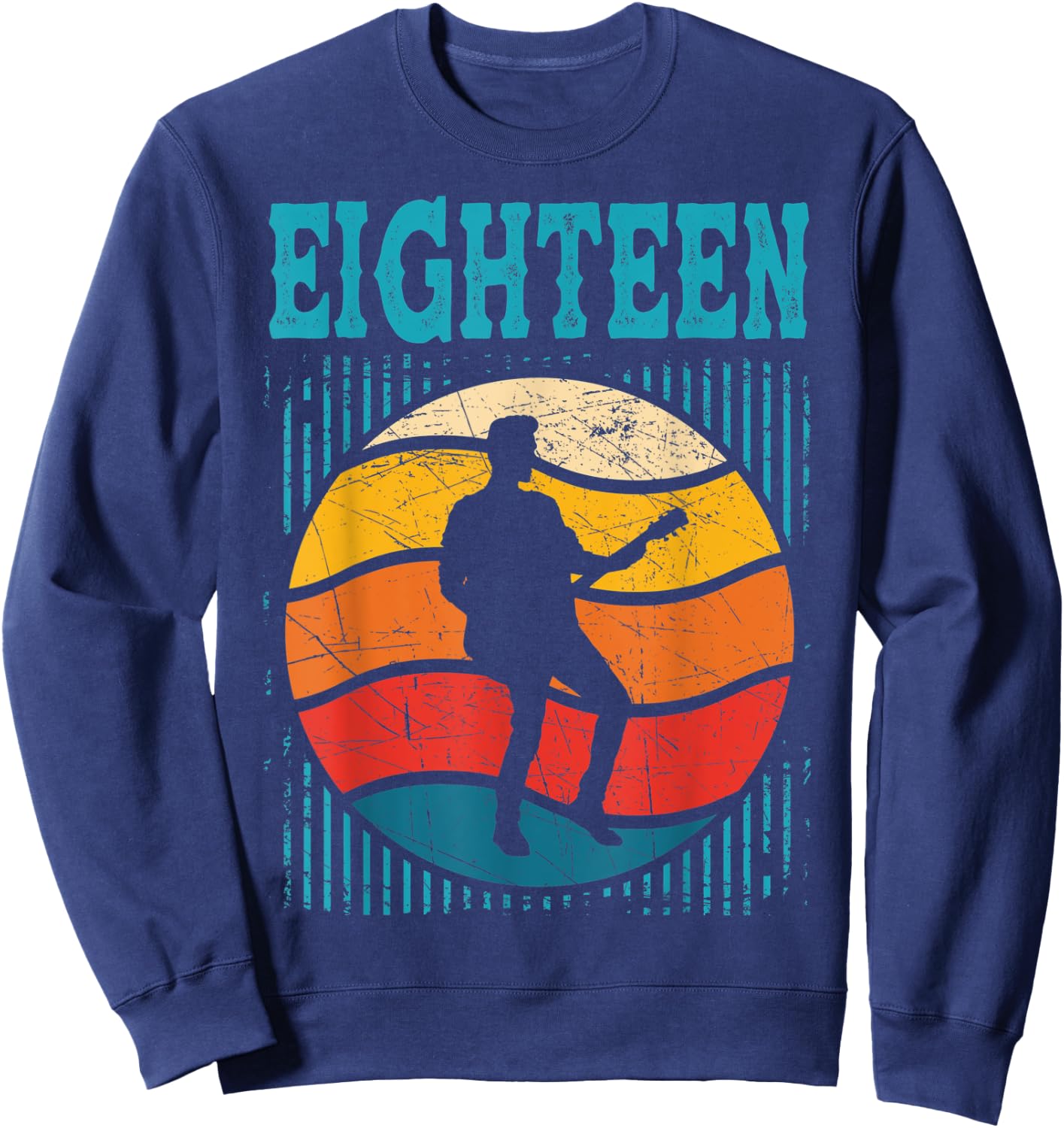 18 Year Old Shirt 18th Birthday Boy Guitar Player Guitarist Sweatshirt - Sweatshirt | Navy